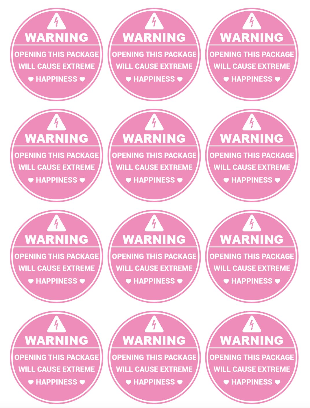 300 PCS 1.5 inch Pink Warning Opening This Package Will Cause Extreme Happiness Stickers Shipping Mailing Cartons Envelopes Adhesive Labels