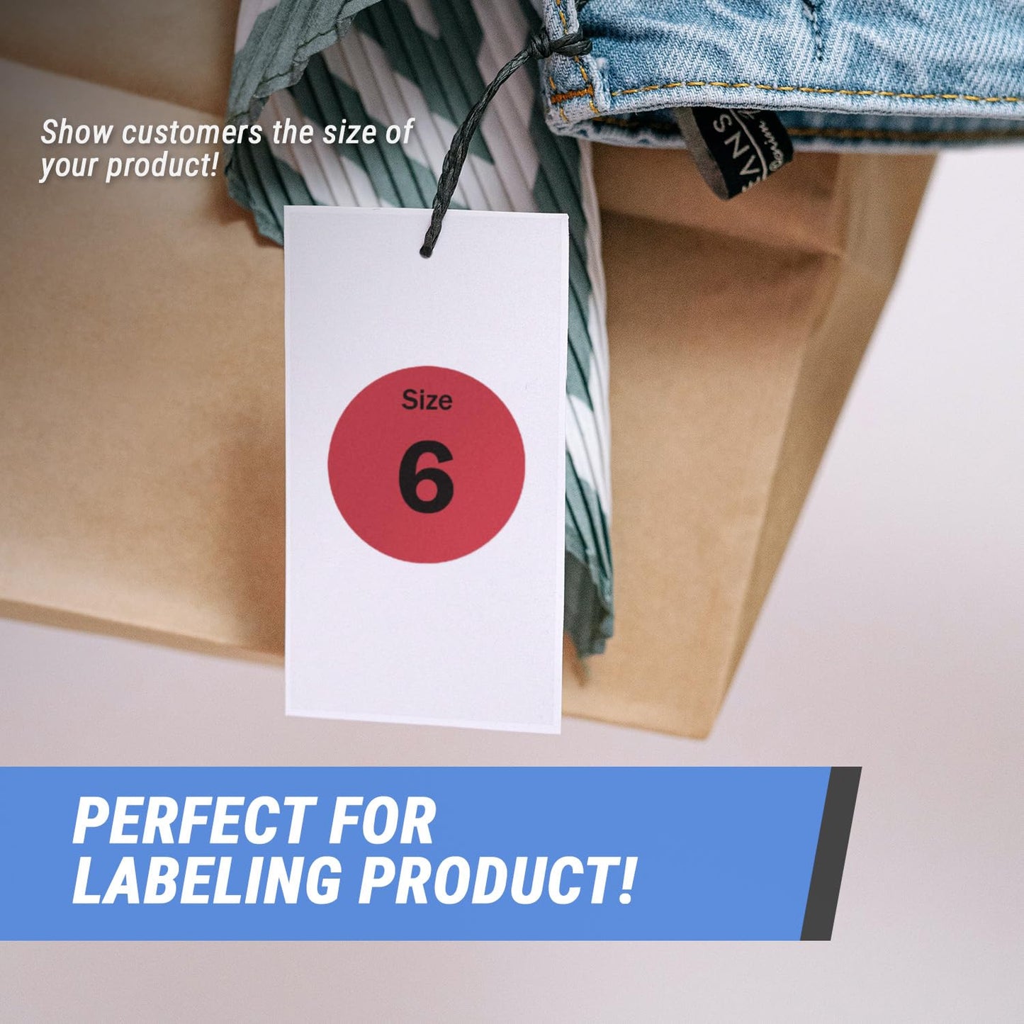 2700 Labels, 0.75 inch, Round - Shoe Size, Shoe Retail Labels, 5 to 13 (No Half-Sizes), Sizing Stickers