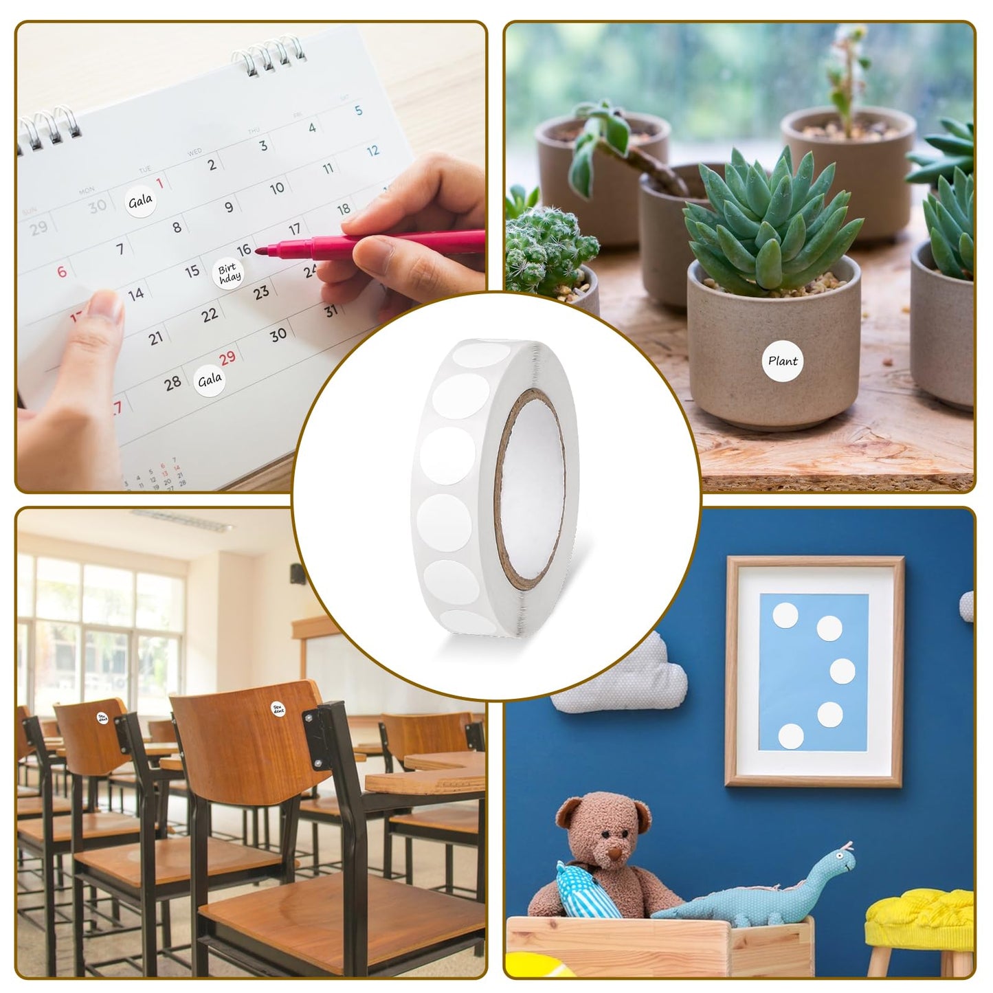 1000 Pcs White Round Stickers 0.5 Inch White Dot Stickers Waterproof Circle Stickers Color Coding Label for Office Shop Home Classroom Marking