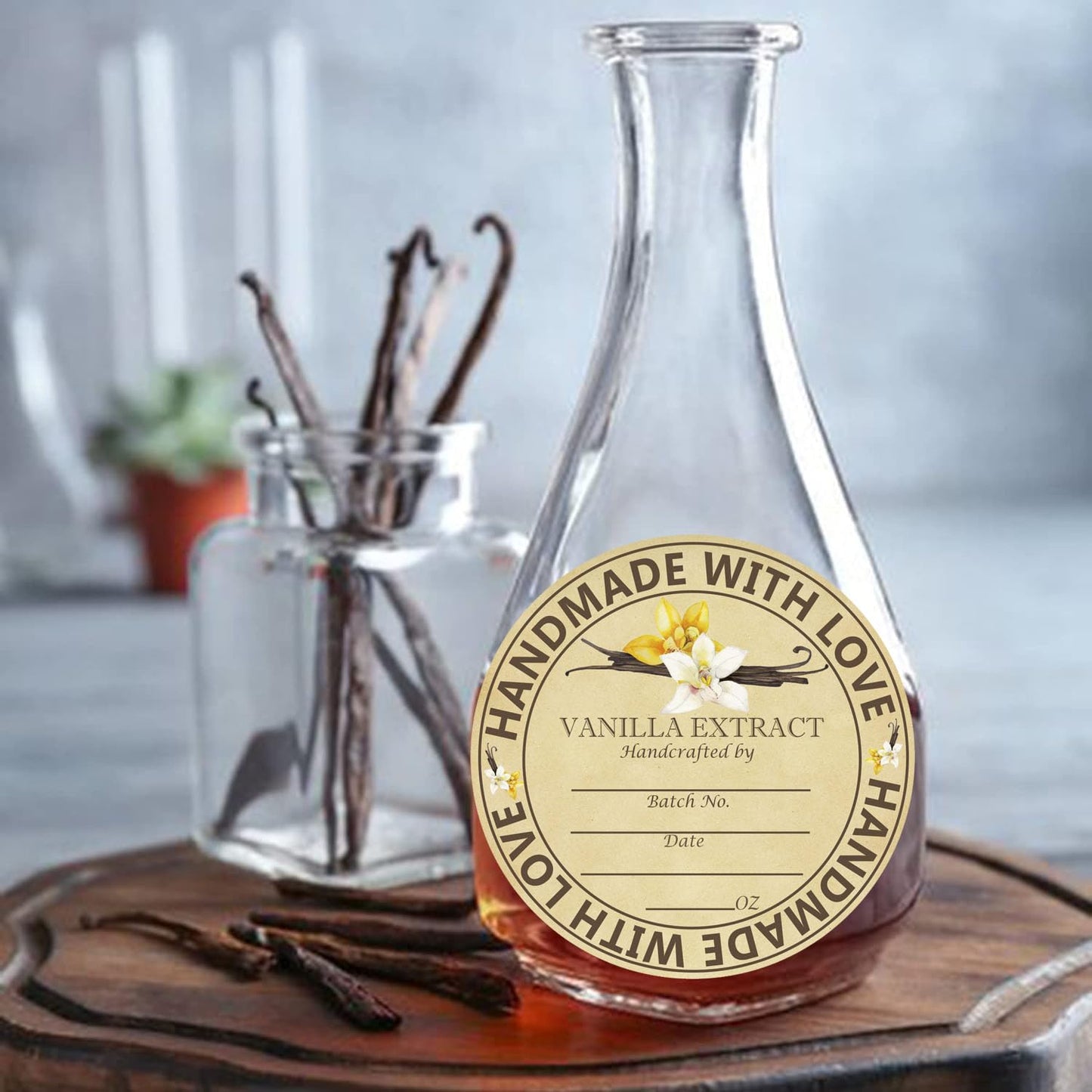 250pcs Vanilla Extract Sticker 2 Inch Round Gloss Brown Homemade Vanilla Labels Christmas Vanilla Homemade with Love Stickers for Handcrafted Vanilla Bottles Jar Kitchen Pantry (2 inch, Color2)