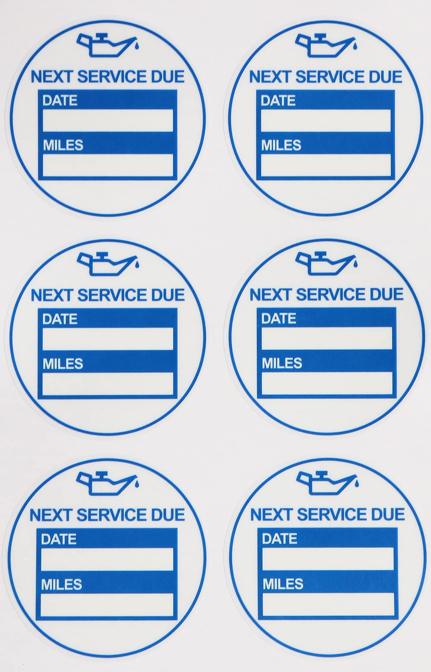 2 inch 60 PCS "Next Service Due" Static Cling Labels Easy Remove Oil Change Stickers - Static Cling Windshield Labels (2 inch Blue)