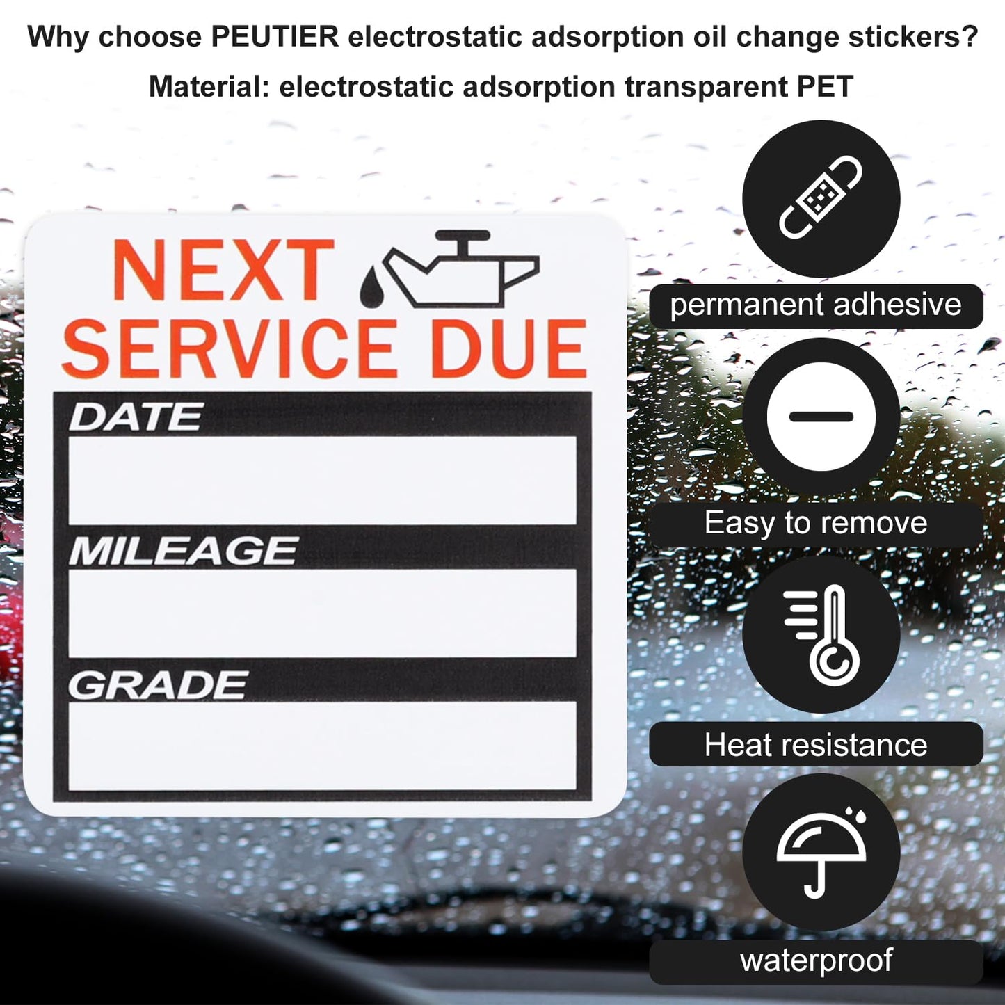 120pcs Oil Change Stickers, 1.97 Inch Next Service Due Stickers Removable Oil Change Reminder Labels Oil Change Decal Static Cling, No Residue for Vehicle Windshield Window