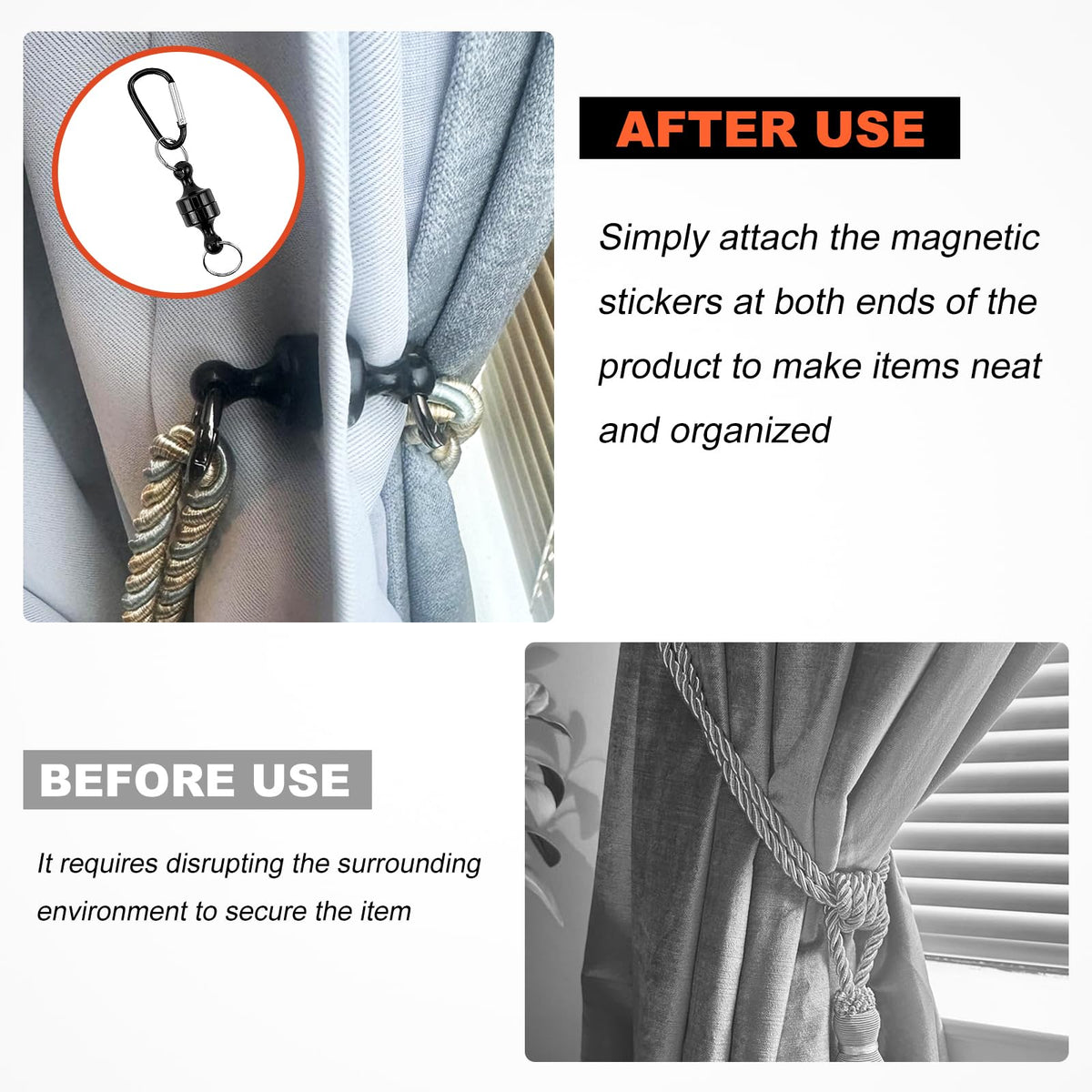 CNQLIS Magnetic Hooks Heavy Duty, Strong Neodymium Magnet Hooks for Camping, Car, Kitchen, Garage, Workshop, Grill & Boat, Multipurpose Hanging Hooks with Clip(4 Pack) 4
