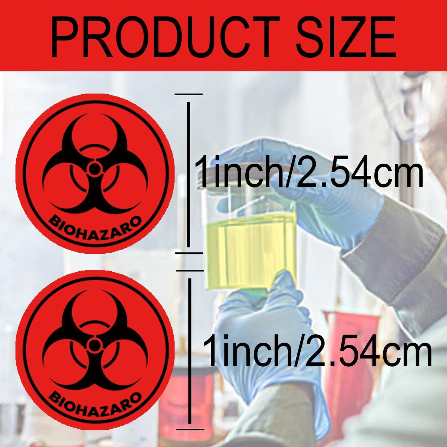 1 Inch Biohazard Stickers Waterproof Biohazard Warning Hazard Labels - Universal Biohazard Symbol Vinyl Hazardous Materials Warning Stickers for Labs, Hospitals and Industrial Use 300 Pcs (1inch) 1inch