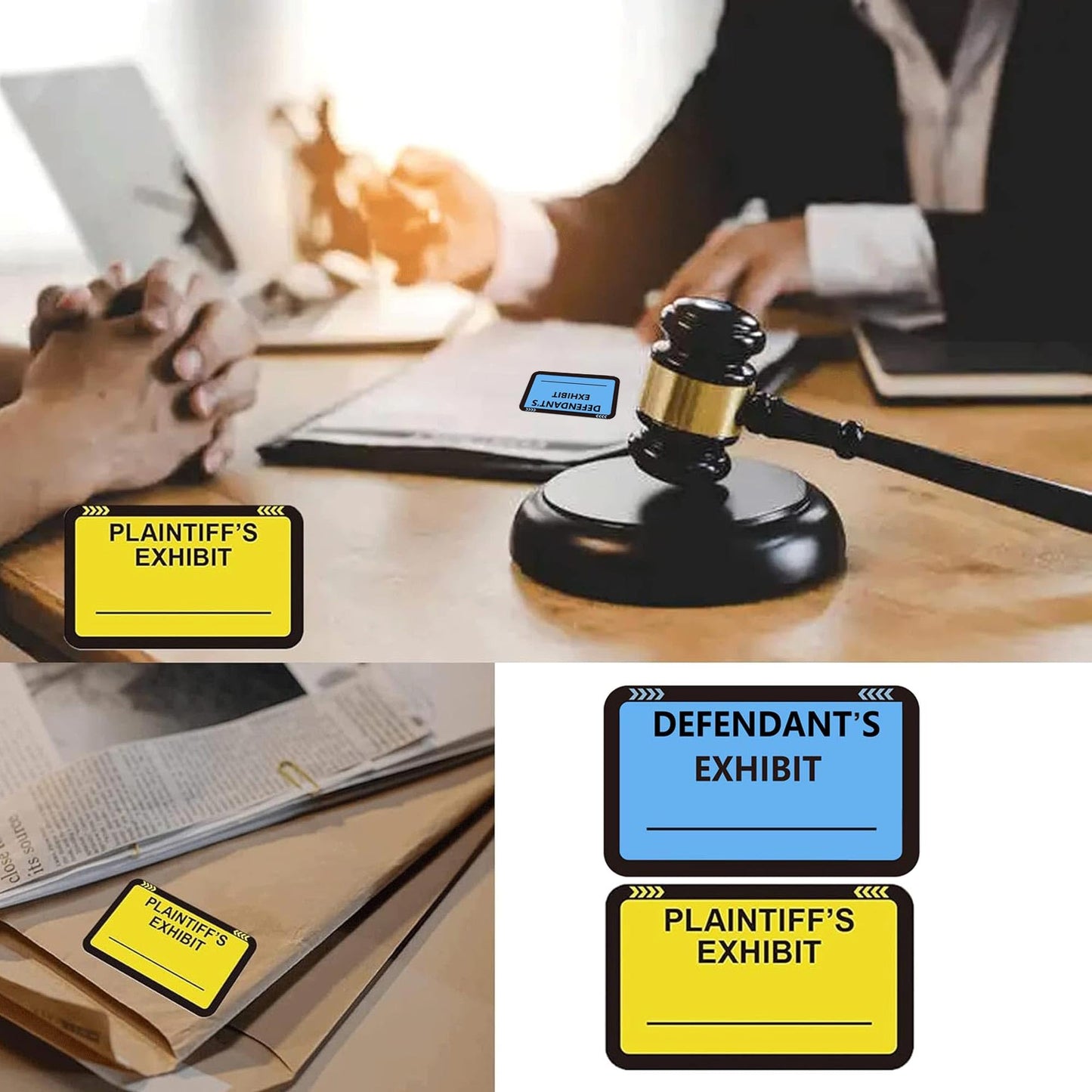 Legal Yellow Plaintiff's Exhibit Blue Defendant's Exhibit Stickers 1.65 X 1 Inches - Color-Coded Exhibit Labels 400 Pcs Blank File Folder Labels Tabs Legal Documents Report Divider for Offices Courts Yellow-blue