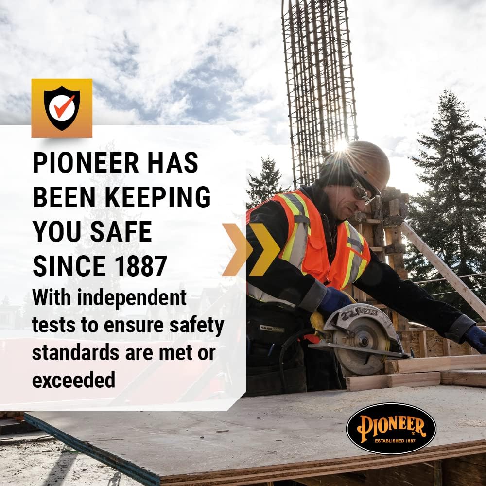 Pioneer Hi Vis Tear-Away Mesh Back Safety Vest for Me - Reflective Tape, 4 Pockets - Construction, Traffic, Security - Orange Hi-vis Orange Large