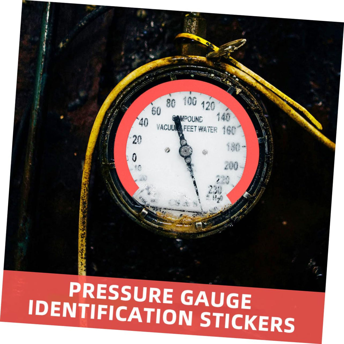 15pcs Pressure Gauge Identification Stickers Red Green Yellow Decals Adhesive Gauge Warning Decals for Industrial Manufacturing Construction 10.00X10.00X0.10CM