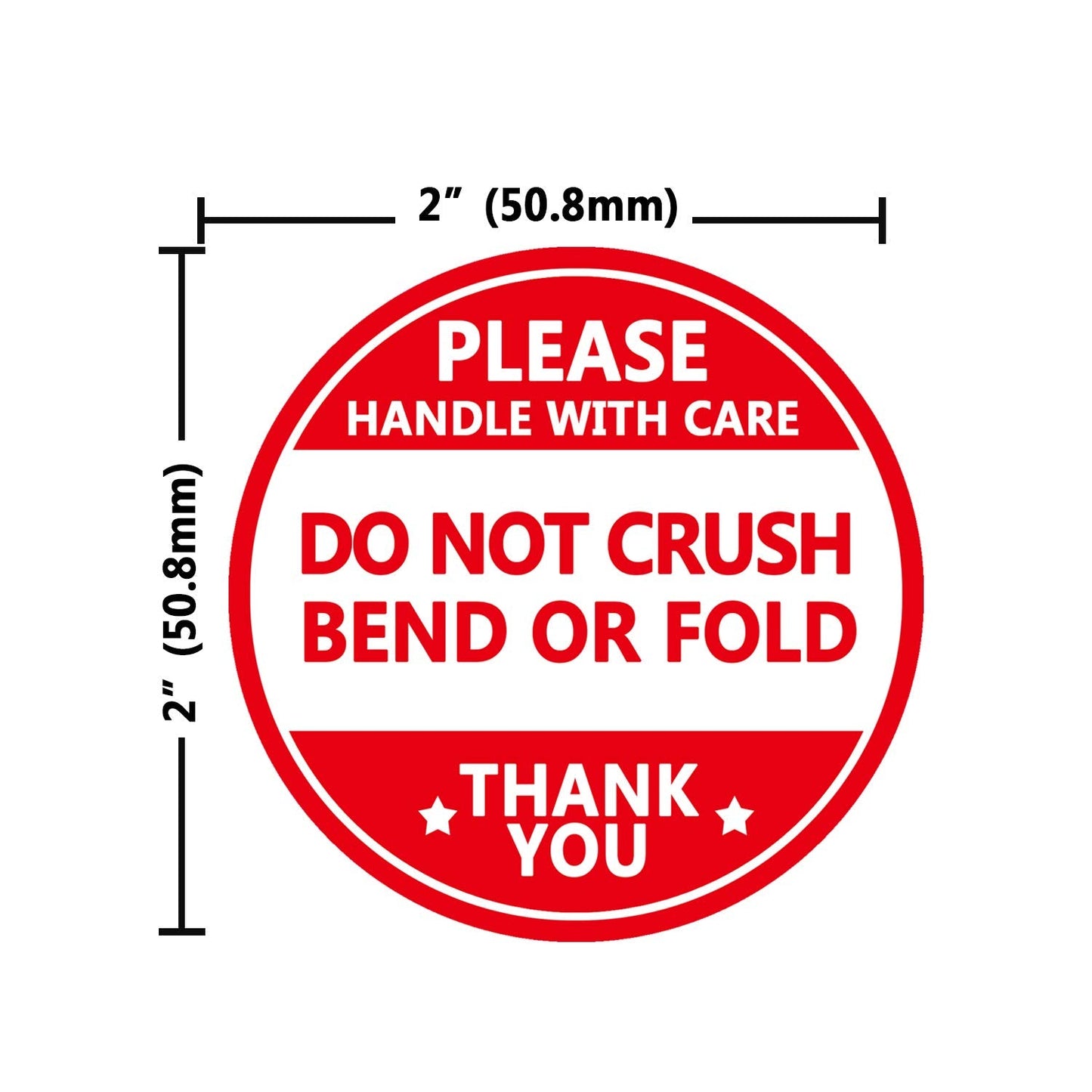 Do not Crush Bend or Fold Shipping Handling Stickers Labels,Shipping Warning Stickers for Package 2 Inch 500 Pcs Per Roll