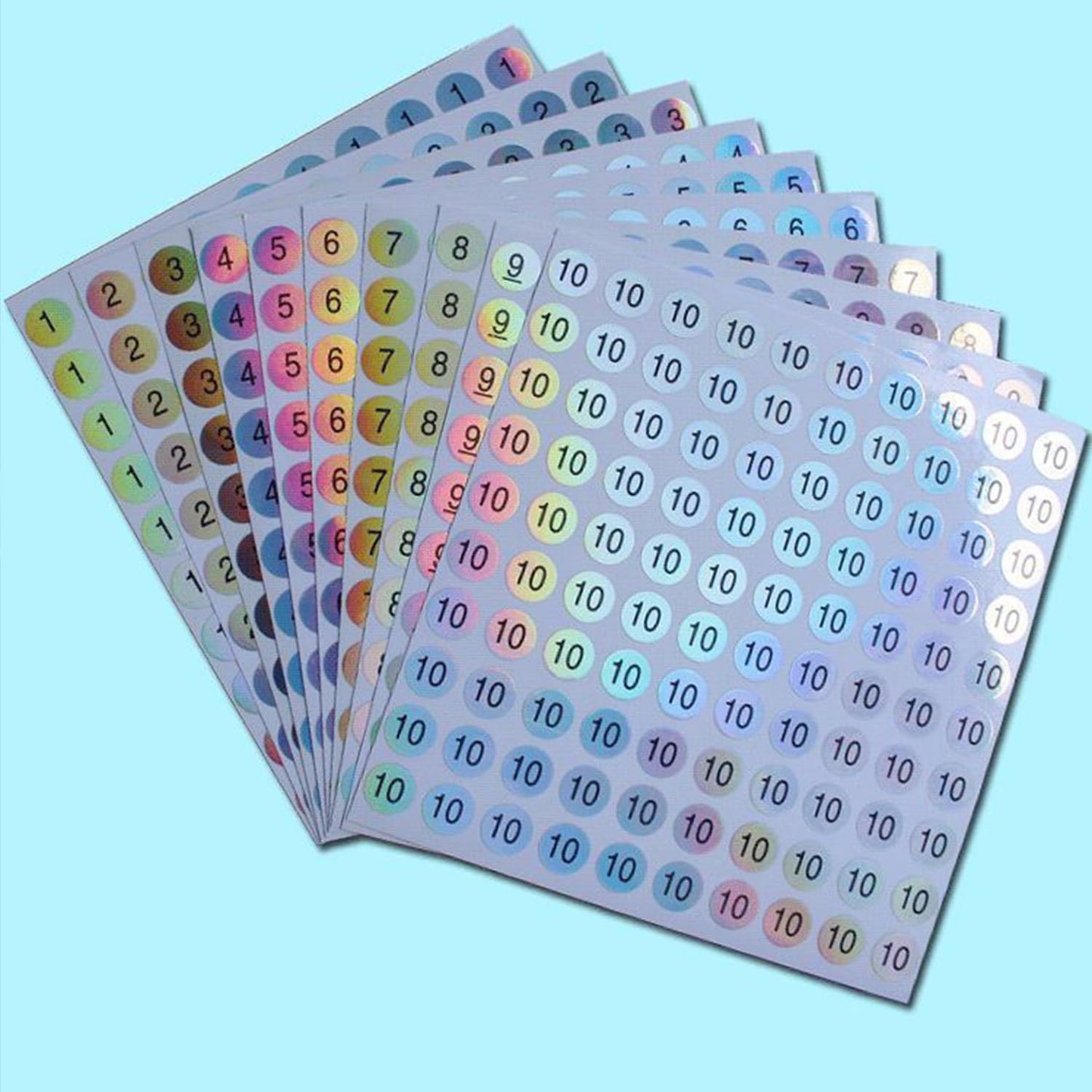 RIVEENY 20 Sheets Number 1-20 Waterproof Reflective Laser Number Stickers,Round Self Adhesive Stickers,Self-Adhesive Consecutively Numbered Labels for Storage/Organizing