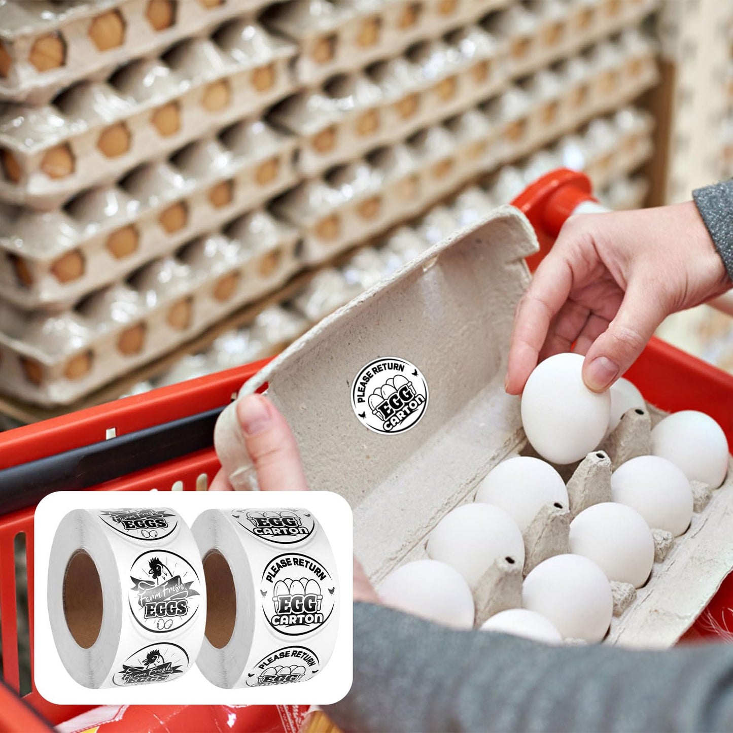 2 Rolls / 1000 pcs Chicken Egg Carton Labels Stickers, 1.38 Inch Round Farm Fresh Eggs Stickers Egg Packaging Stamps Please Return Egg Carton Sticker for Chicken Egg Carton Labels