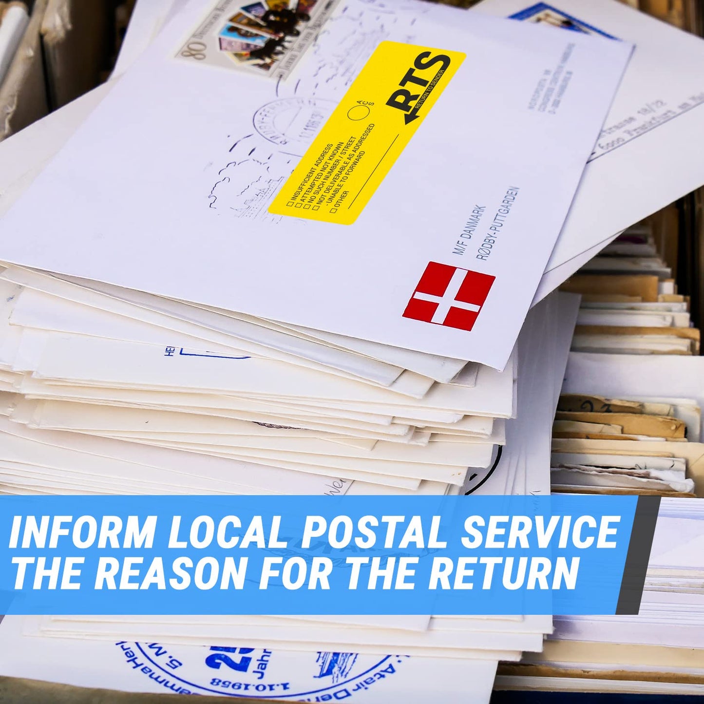 Return to Sender Sticker (4 x 1.5 inch, Yellow - 300 Labels) Return to Sender Labels with Customization Space ACS Insufficient Address, Attempted Not Known - Not Deliverable as Addressed 1PK
