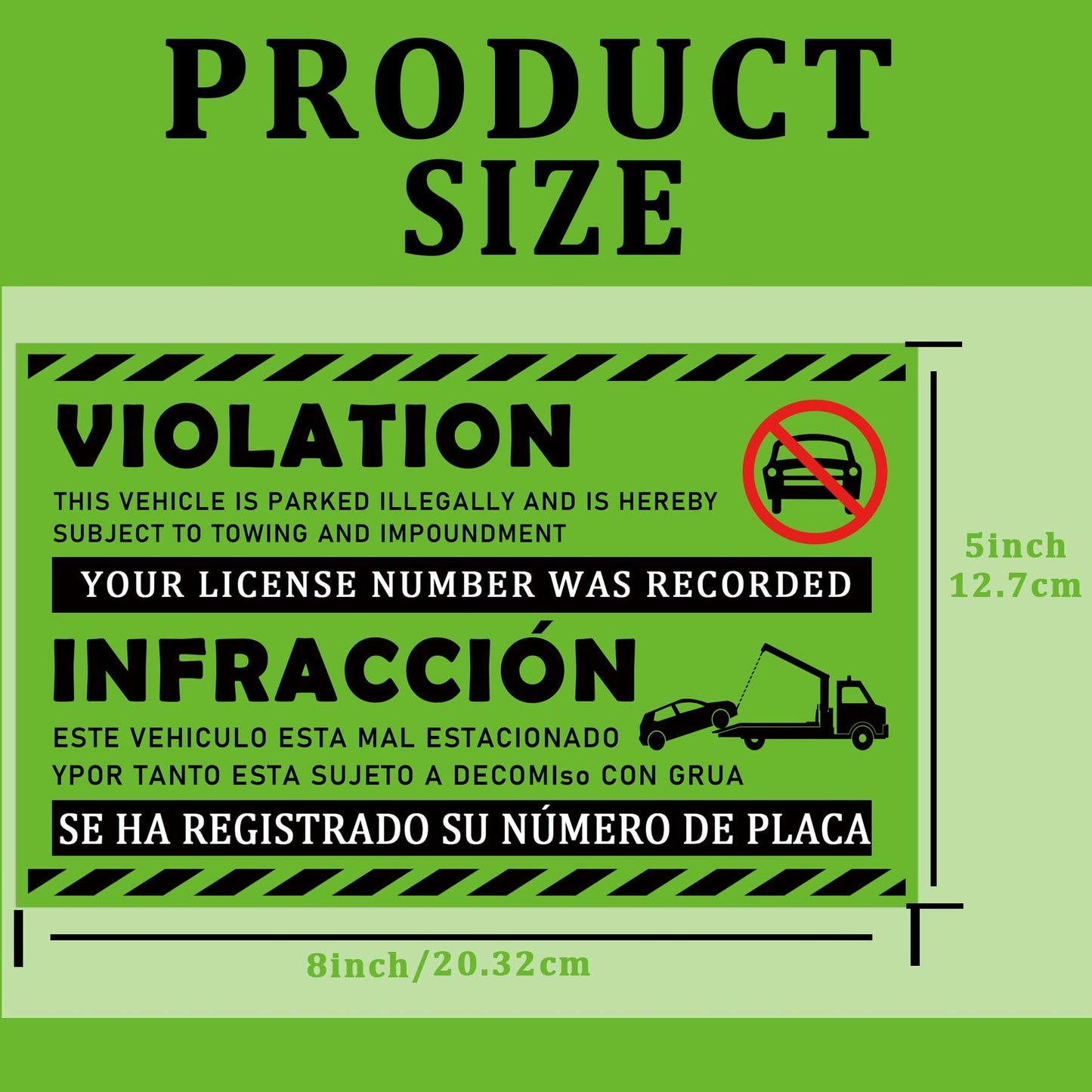 5 x 8 inch Bilingual Parking Violation Stickers Violation Labels with Permanent Adhesive Vehicle Illegally Parked Sticker, Hard to Remove Write-On Tickets, Fluorescent Orange Pack of 50 Labels