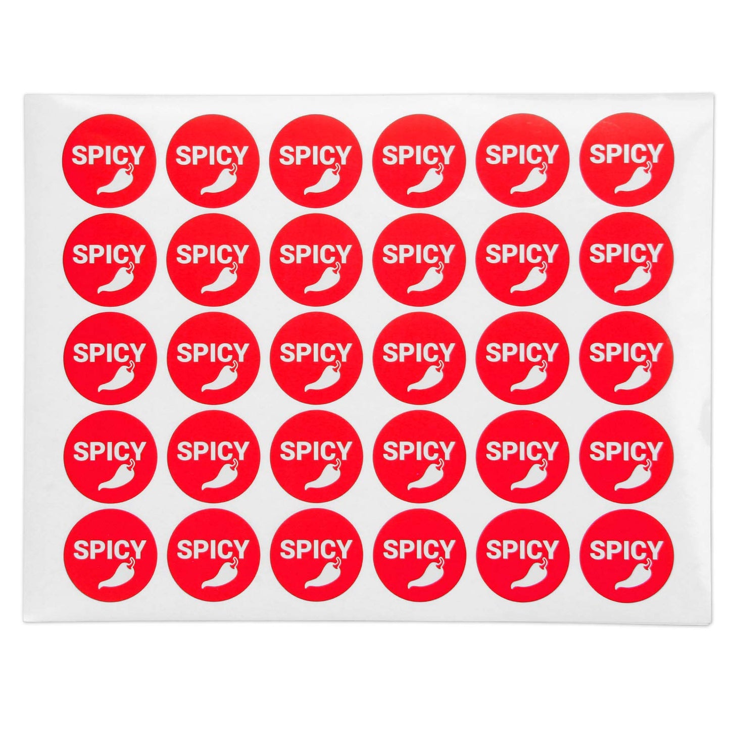 TucoDeals | Spicy Labels Stickers - 1.5" Round Food Meal Choice Label Stickers for Restaurant Deli Grocery Store Food Packaging Food Truck, Strong Adhesive & Easy Peel (Red, 600 Labels on Sheet)