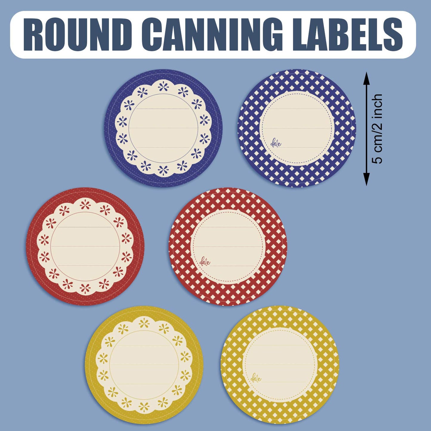 Outus 240 Pieces Canning Label Round Shaped Jar 2 Inch Mason Jar Lid Stickers Multicolored Meal Prep Label for Food Container, Glass Bottle, Canned Jams, Home and Kitchen Organization