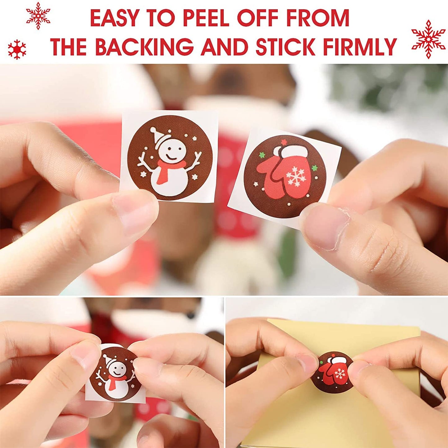 6 Rolls 3000 Pieces Christmas Stickers Round Adhesive Labels - Xmas Decorative Labels Roll 1 Inch 48 Designs for Cards Envelopes Boxes