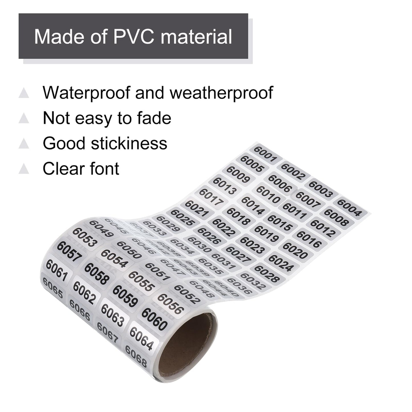 MECCANIXITY Consecutive Number Stickers, 6001 to 7000, 7001 to 8000, 8001 to 9000 Inventory Label Numbers for Office Warehouse Numbering, Total 3000pcs