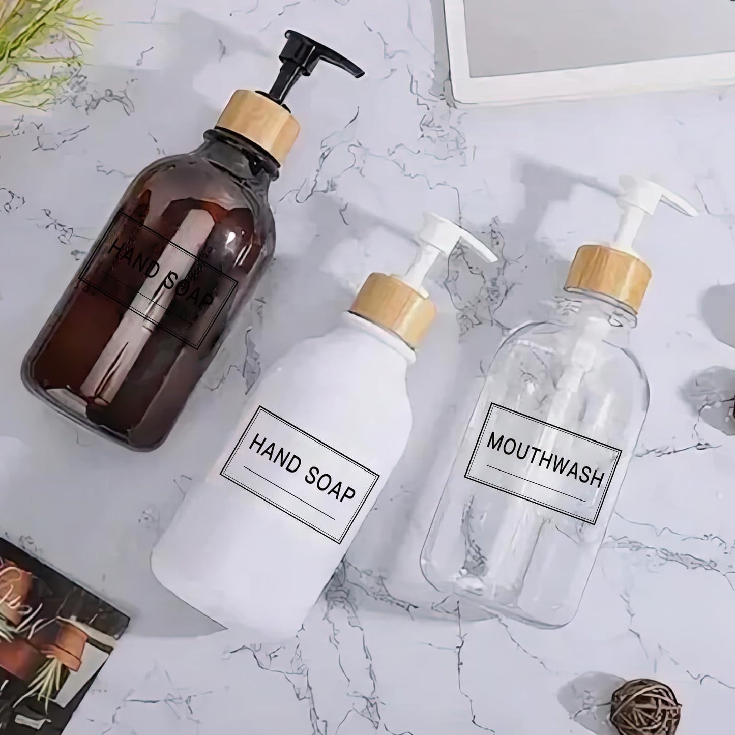 TESWEY 40 PCS Clear Hand Soap and Lotion Labels,Transparent Waterproof Shampoo Conditioner Labels Stickers,Preprinted Bathroom Labels for Soap Dispenser Bottles