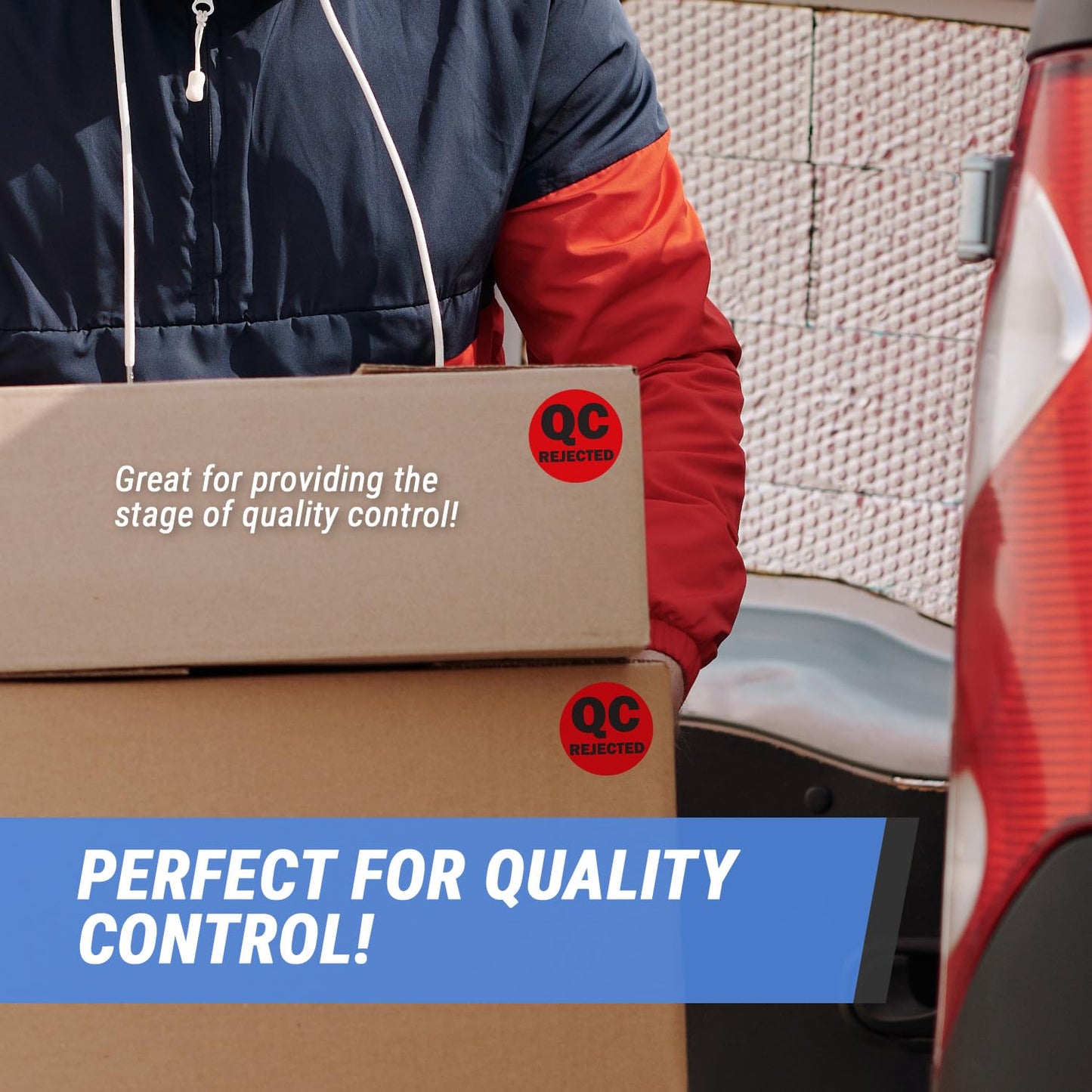 300 QC Rejected Labels Stickers, 2" Round QC Rejected Label Inventory Quality Control Inspection Maintenance Warehouse Management Organization Labels - 1 Roll of 300 2 inch Red