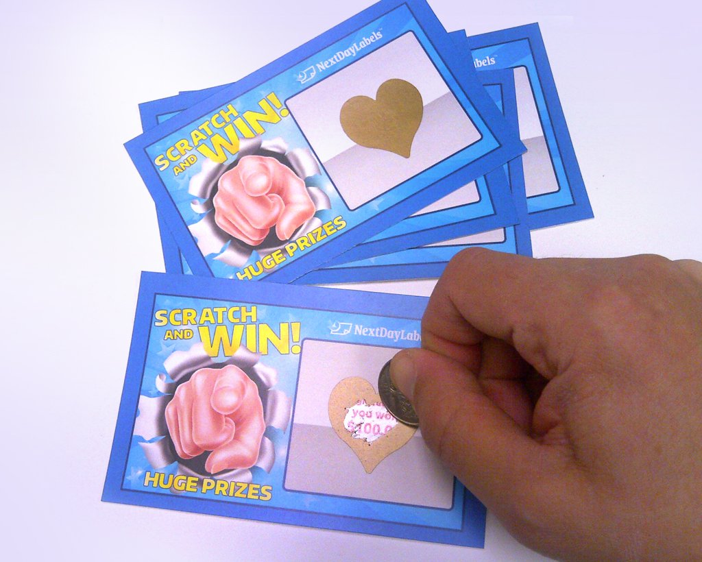 (1-1/4 Heart Shape Gold - 500) Scratch Off Labels Stickers, Designed to Create Your own Scratch-Off Cards, Raffles, Promotions, Wedding, Fun, Games etc. 1-1/4 Heart - Gold