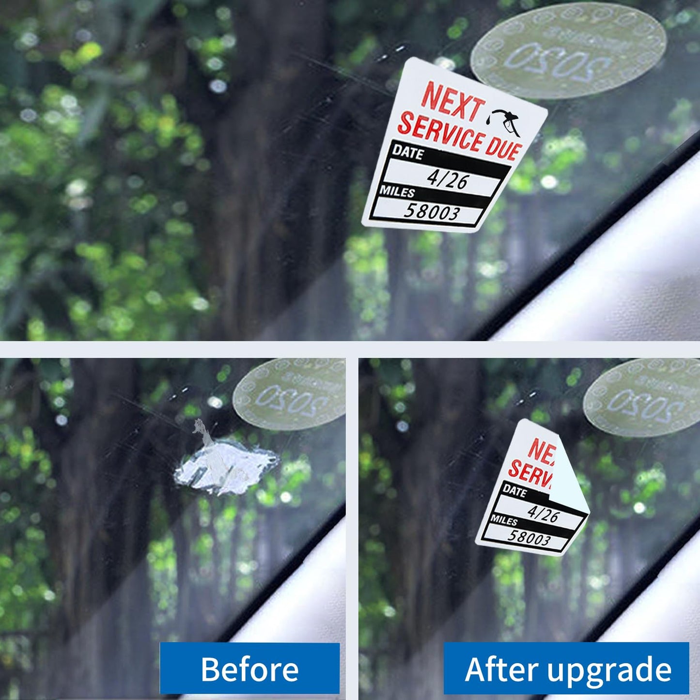 500pcs Oil Change Auto Maintenance Service Due Reminder Stickers Labels 500pcs/Roll Stickers,Easy-Peel with No Residue, Easy to Write On,2x2 Inch, Black
