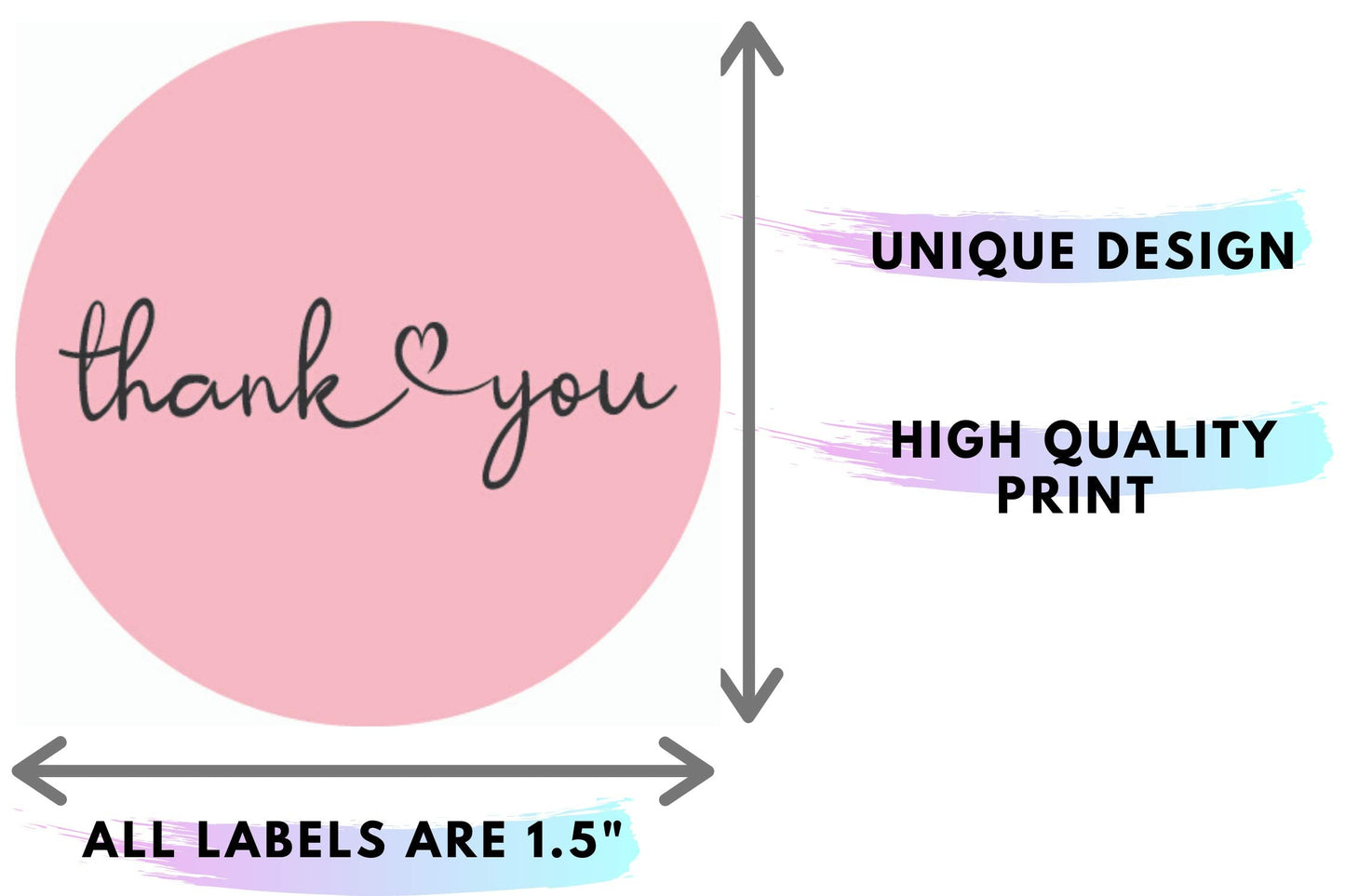 CLEVER SIGNS Thank You Stickers | 1.5 inch Pink Stickers | Dispenser Box | Unique Design Roll | Great for Wedding Favors, Birthday, Baby Shower, Mailing