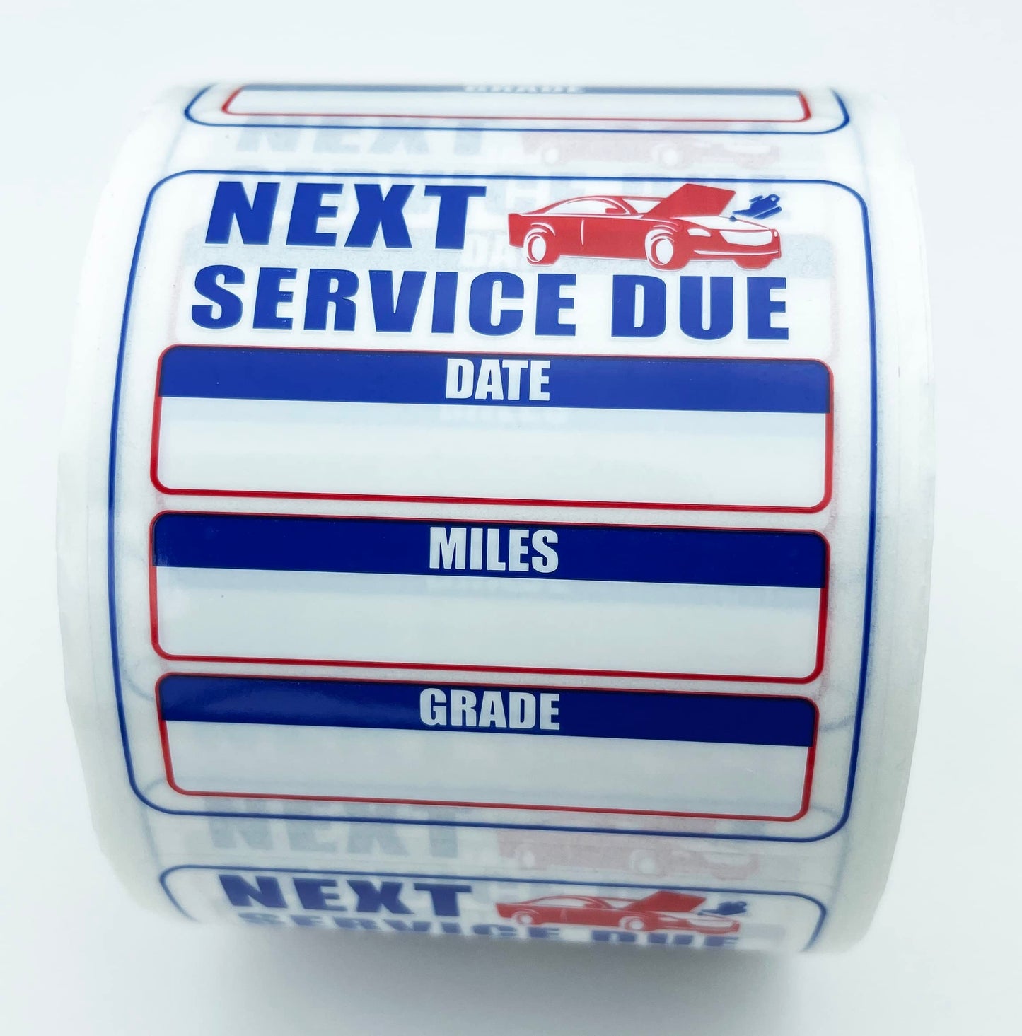 Oil Change Stickers 250 Pcs Per Roll-Service Reminder Stickers-2 inches x 2 inches Premium Clear Stock-Windshield-Checkered Flag- Peel & Write and Stick with No Residue Car Sticker.