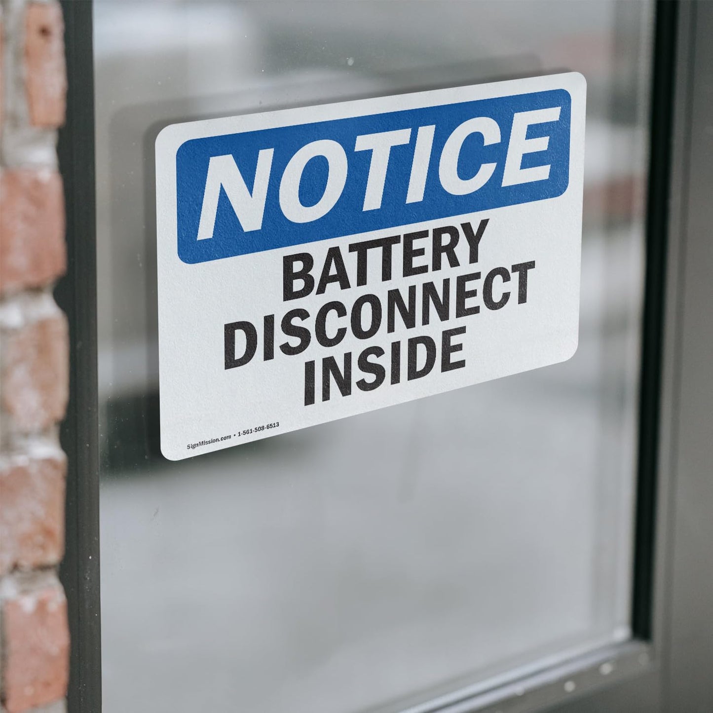 (2 Pack) Battery Disconnect Inside OSHA Notice Sign 5 Inch X 3.5 Inch Vinyl Label Decal Sticker Weather Resistant, UV Protected for Workplace, Business, and Construction Site, Made in the USA Vinyl Decal