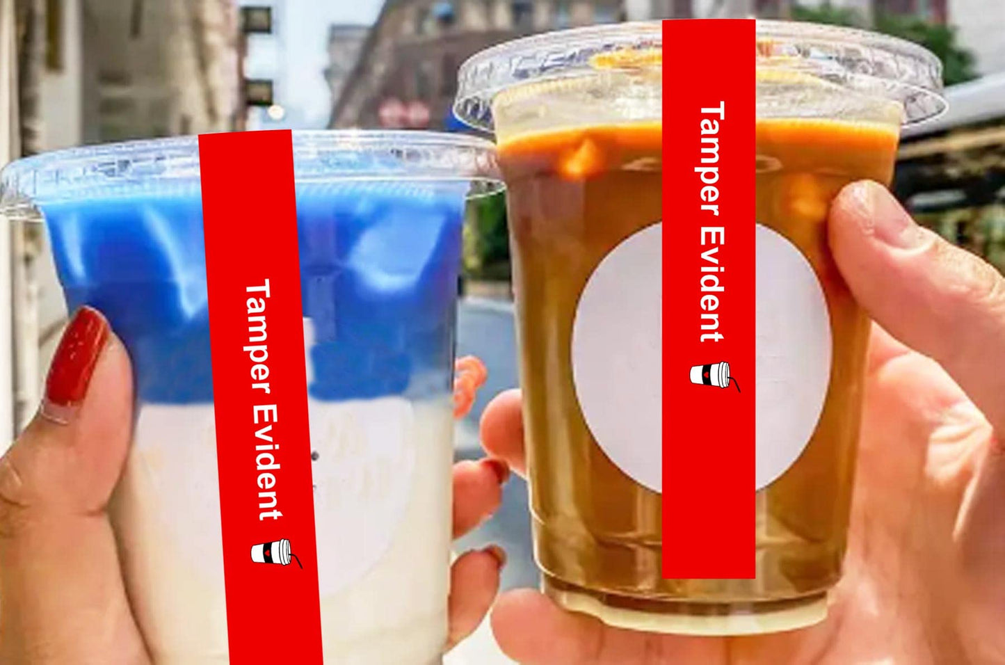 500 Pcs Safe Secure Tamper Evident Seals Stickers for Drink Lids 1.25 x 9 Inch - Food Delivery Stickers Sealed for Freshness Labels Drink Food Seals 1x9 inch Red
