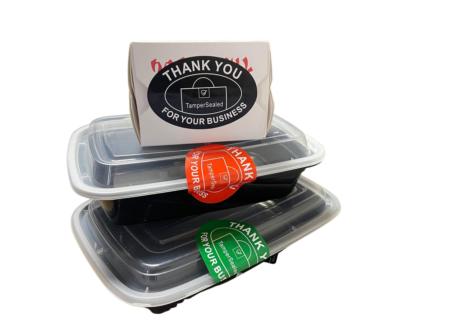 Tamper Sealed - Thank You for Your Business Round Paper Stickers(2"x 3" inch, 500PCS) for Food Containers (Black Roll) Black Roll