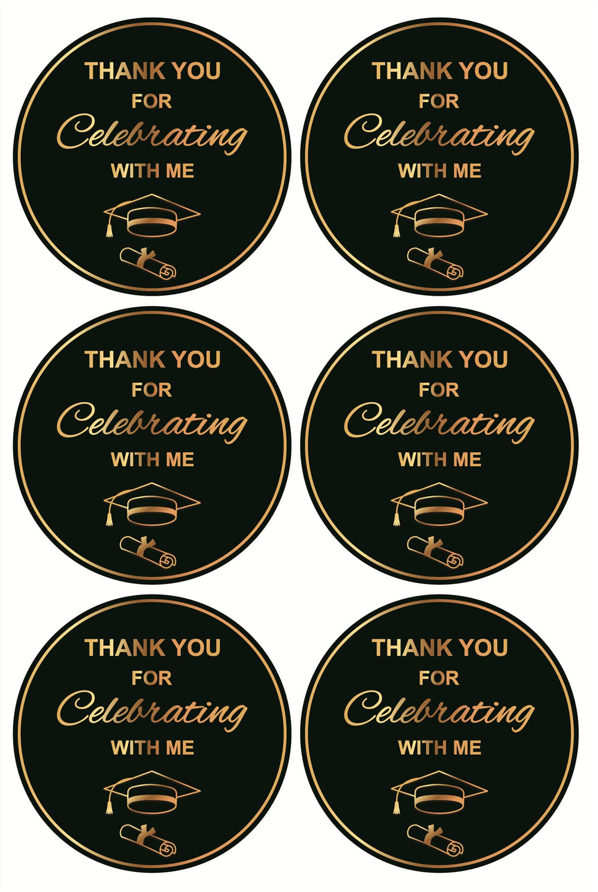 Graduation Thank You Stickers,2 inch 90pcs Gold Stamping Thank You Celebrating Us Sticker for Graduation Party