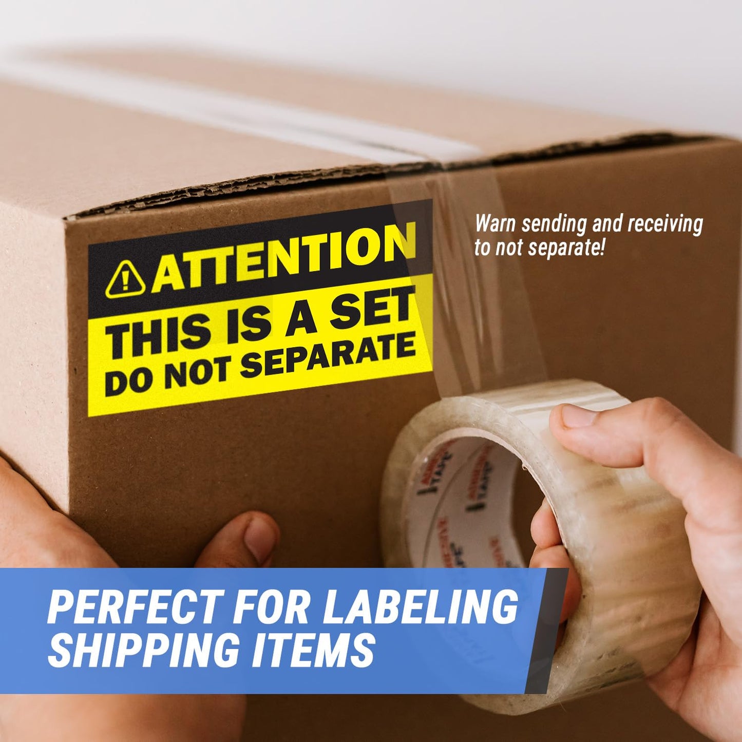 300 Stickers - Attention This is a Set Do Not Separate Shipping and Handling Stickers - Yellow 6 x 3 Inch Sticker Labels Yellow, 6 x 3
