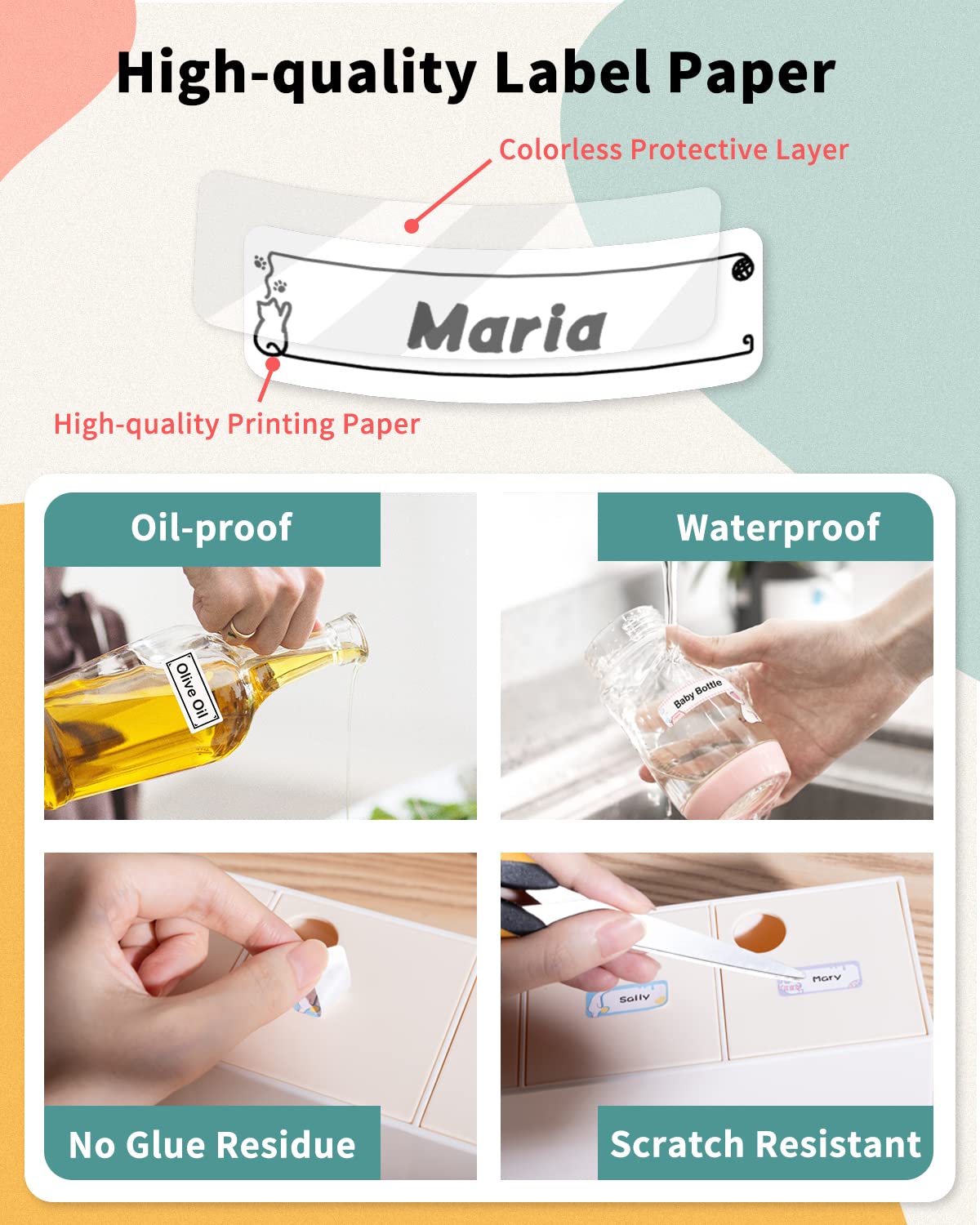White Thermal Label Tape Adhesive Label for Phomemo Q31/D30 Label Makers, 3/8" X 1 1/2" (12mm X 40mm), Strong Adhesion, Waterproof, 3 Rolls White 12mmx40mm