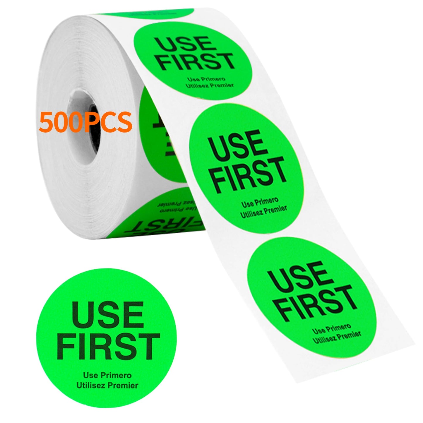 Use First Sticker with 2 Inch Circular Inventory Control Labels,Permanent Adhesive Restaurant Quality Food Labels for Use First (Fluorescent Green) 1 pc