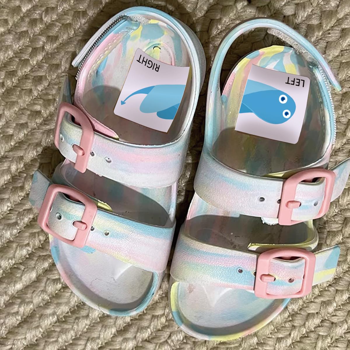60Pcs Kids Shoe Labels Cute Right Left Sole Animal Children Boys Girls Shoes Stickers for Children's Day Birthday Baby Party Gift Early Learning Decals