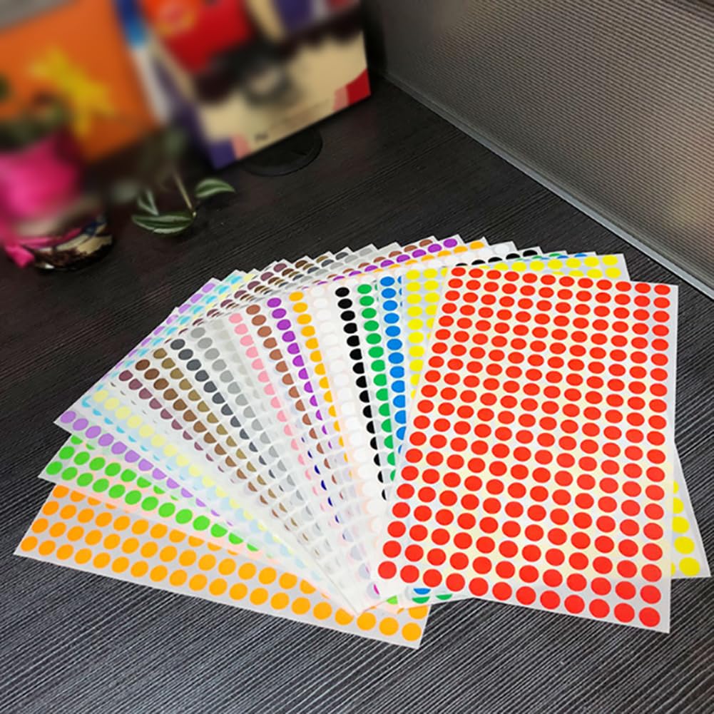 4500 Pcs 6mm Colored Dot Stickers Adhesive Color Code Stickers Small Circle Stickers Color Coding Labels Round Stickers Labels Garage Sale Price Stickers White