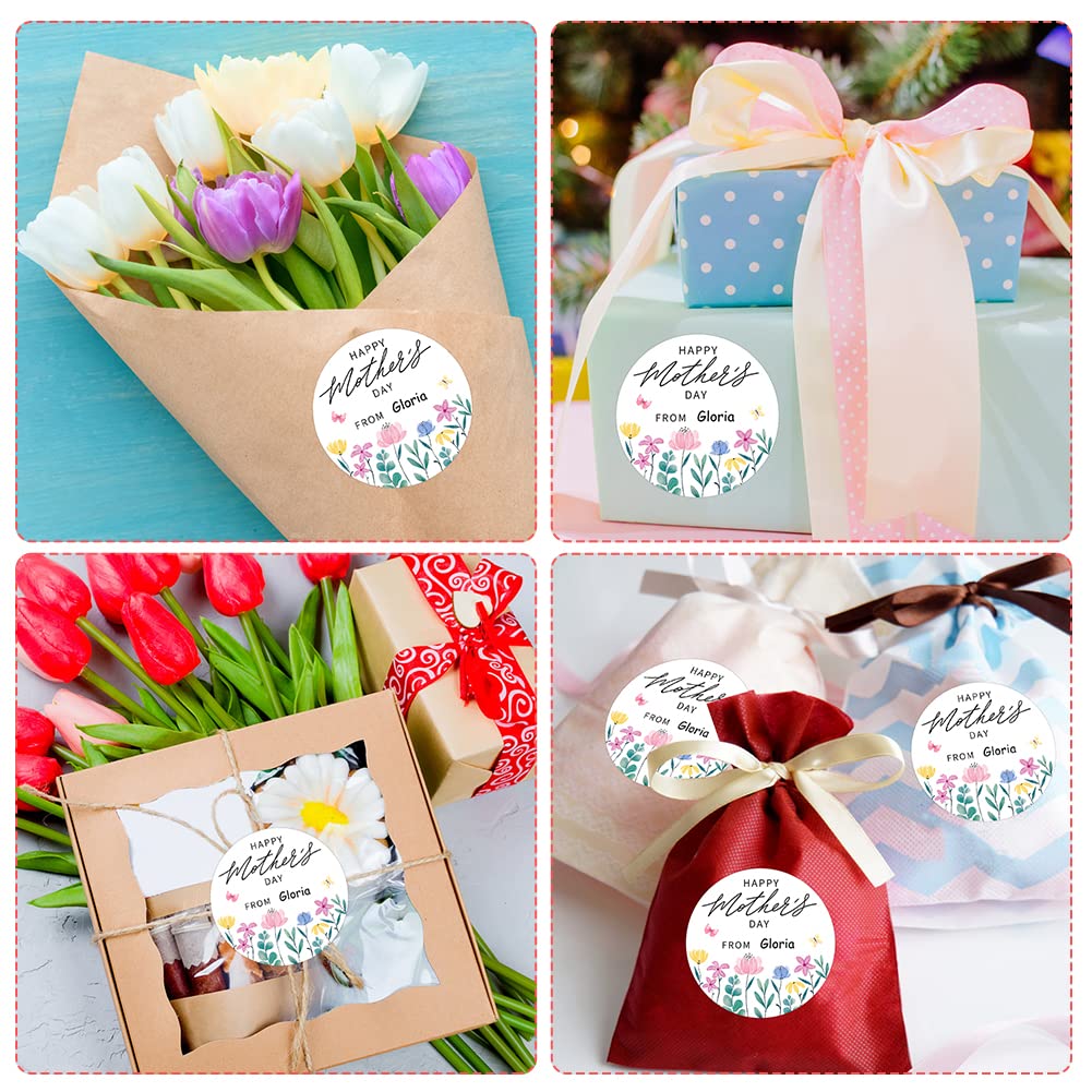 D4DREAM 36pcs Personalized Mothers Day Label Stickers 1.5" Happy Mother's Day Gifts Tag Sticker Happy Mother's Day Envelop Seal Stickers for Gift Wrap Envelope Seals Party Favor Present Card Boxes 1-green