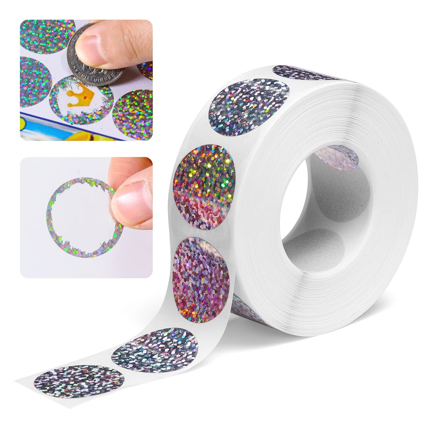 Holographic Scratch Off Sticker 1inch Round Scratch Off Label 1000pcs/roll
