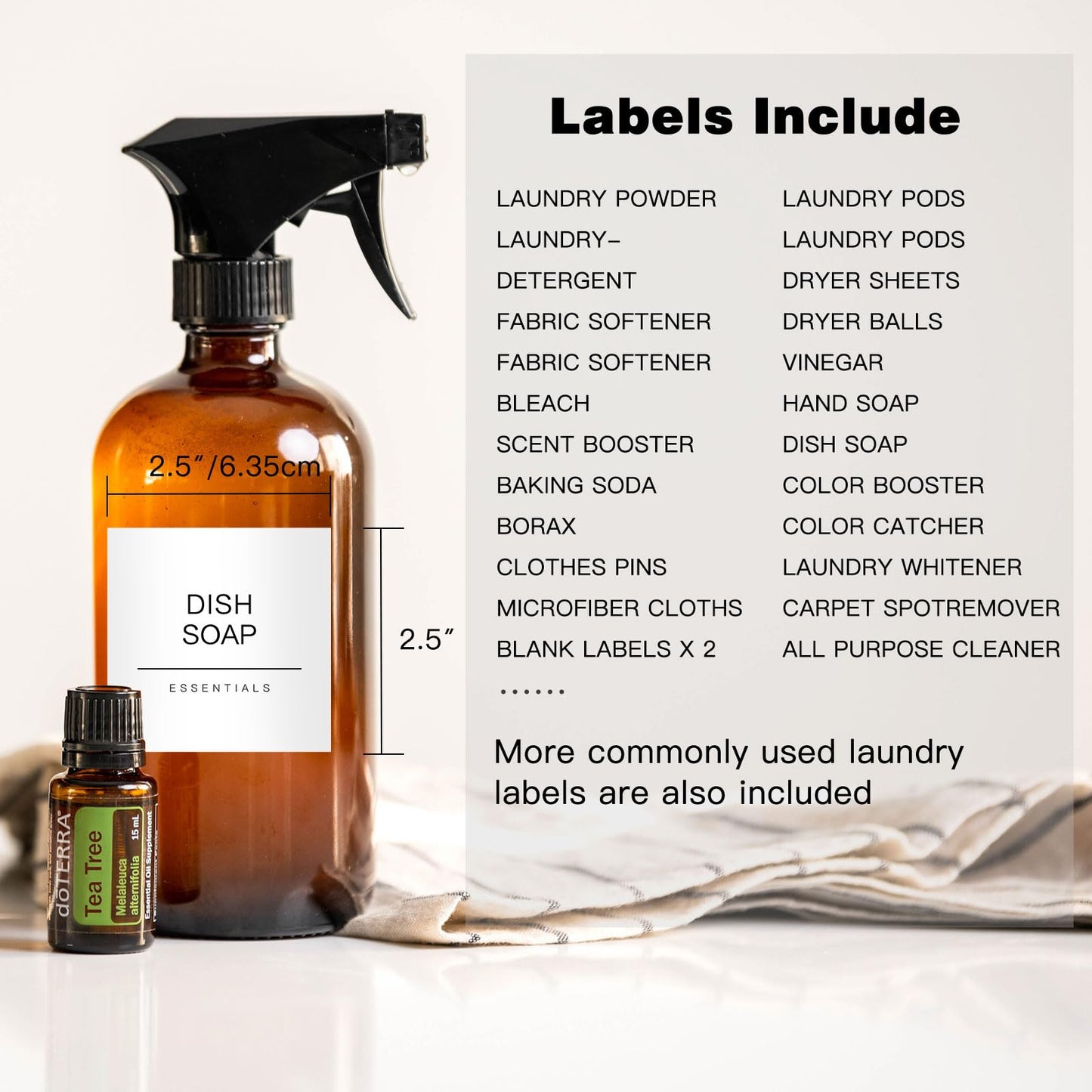 30PCS Laundry Labels for Glass Jars, Minimalist Laundry Labels for Containers, Preprinted Organization Labels for Laundry Room(White)