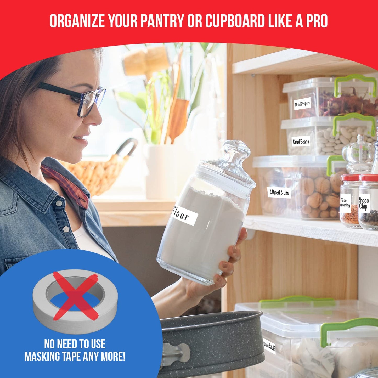 MESS Removable Food Labels for Containers (96-Pack) 1x3" & 1.5" Erasable Kitchen Labels for Organizing, Freezer & Fridge, White Dry Erase Labels for Jars 1x3" & 1.5"