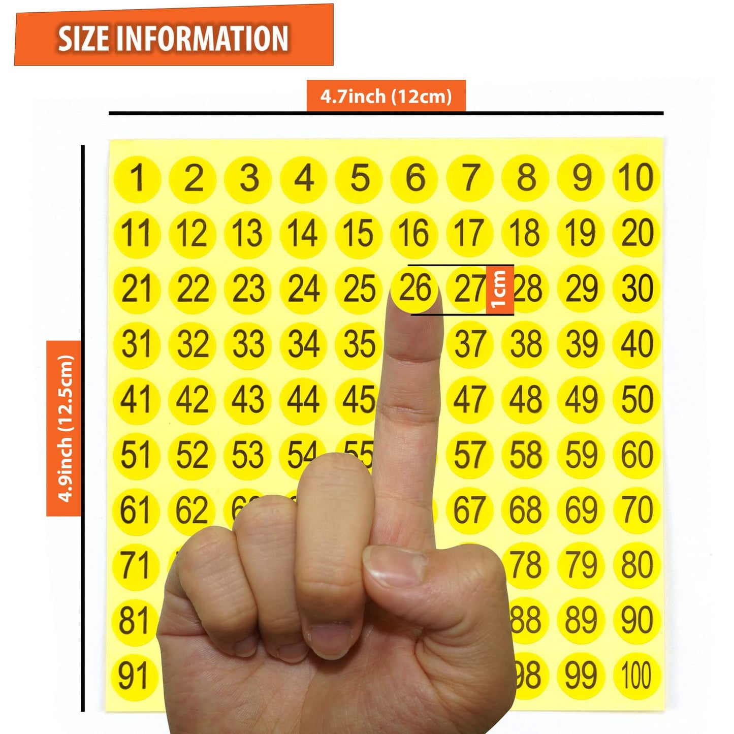 1-100 Round Number Stickers Labels 30 Sets 3000 Self Adhesive Labels Small Consecutive Number Decals Number Signs Inventory Stickers for Storage Organizing (Black Numbers on Yellow Stickers)