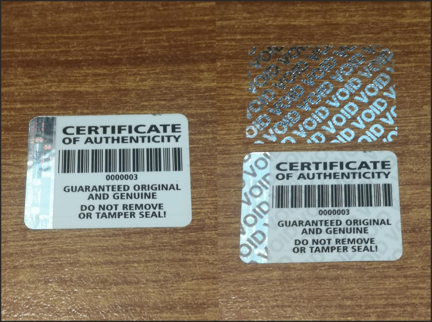 500 pcs Certificate of Authenticity Labels Security Stickers with Hologram Stripe 1.26 x 0.94 inch