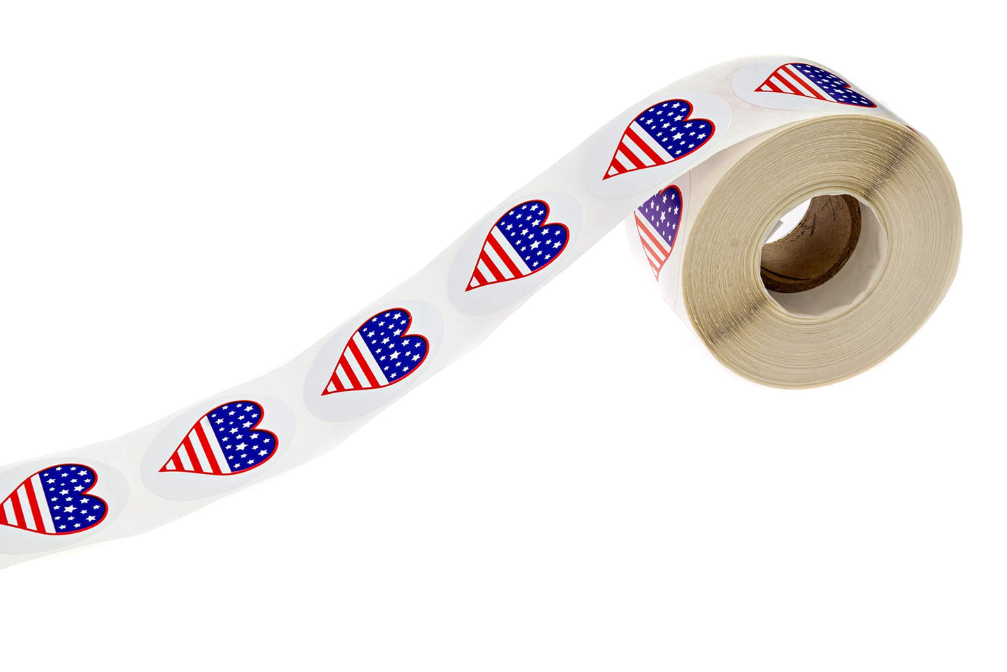 SBLABELS 500 American Flag Heart Design Stickers (Perforated) / 1.5" Circle 4th of July Stickers/Patriotic Stickers