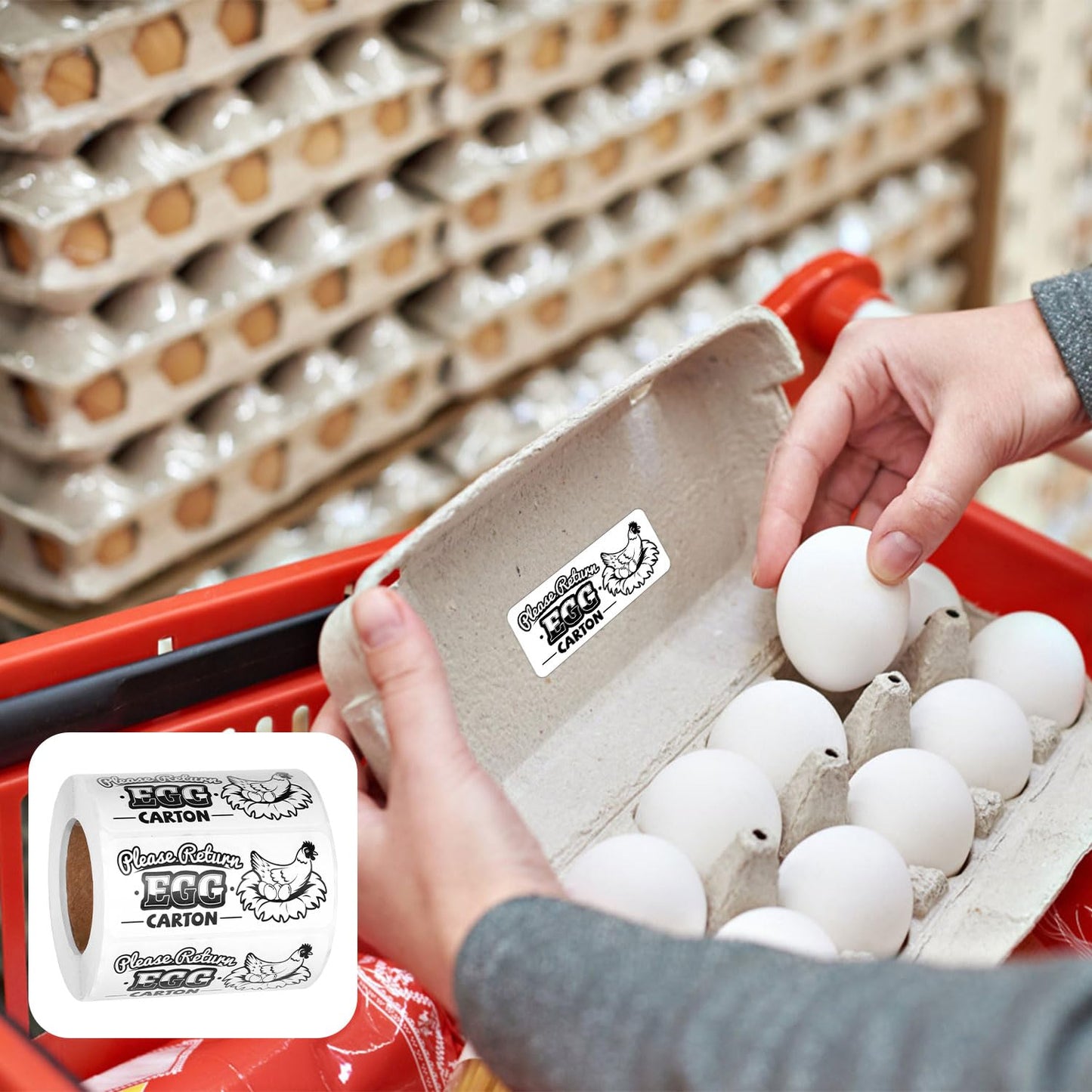 500pcs Chicken Egg Carton Labels Stickers, Rectangular Please Return Egg Carton Sticker Farm Fresh Egg Carton Labels Egg Packaging Stickers for Box Container Carton Farm Supplies