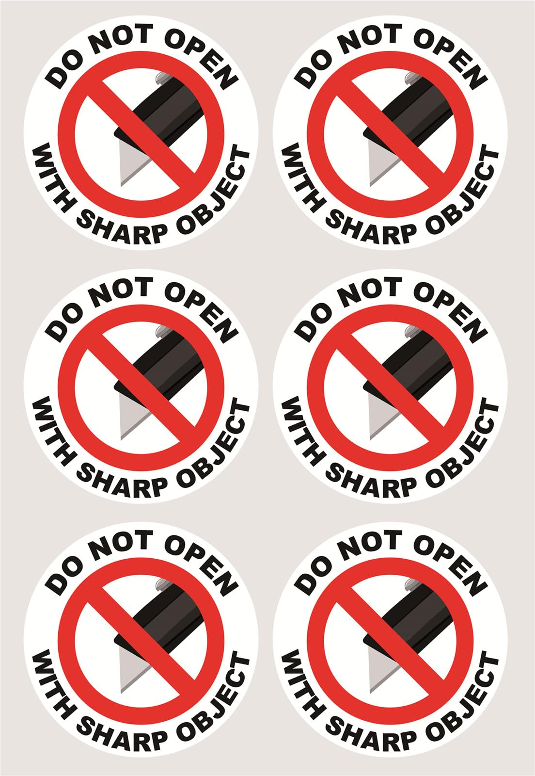 Do Not Open with Sharp Object Sticker,2inch 300pcs Do Not Open with Sharp Object Warning Sticker for Shipping