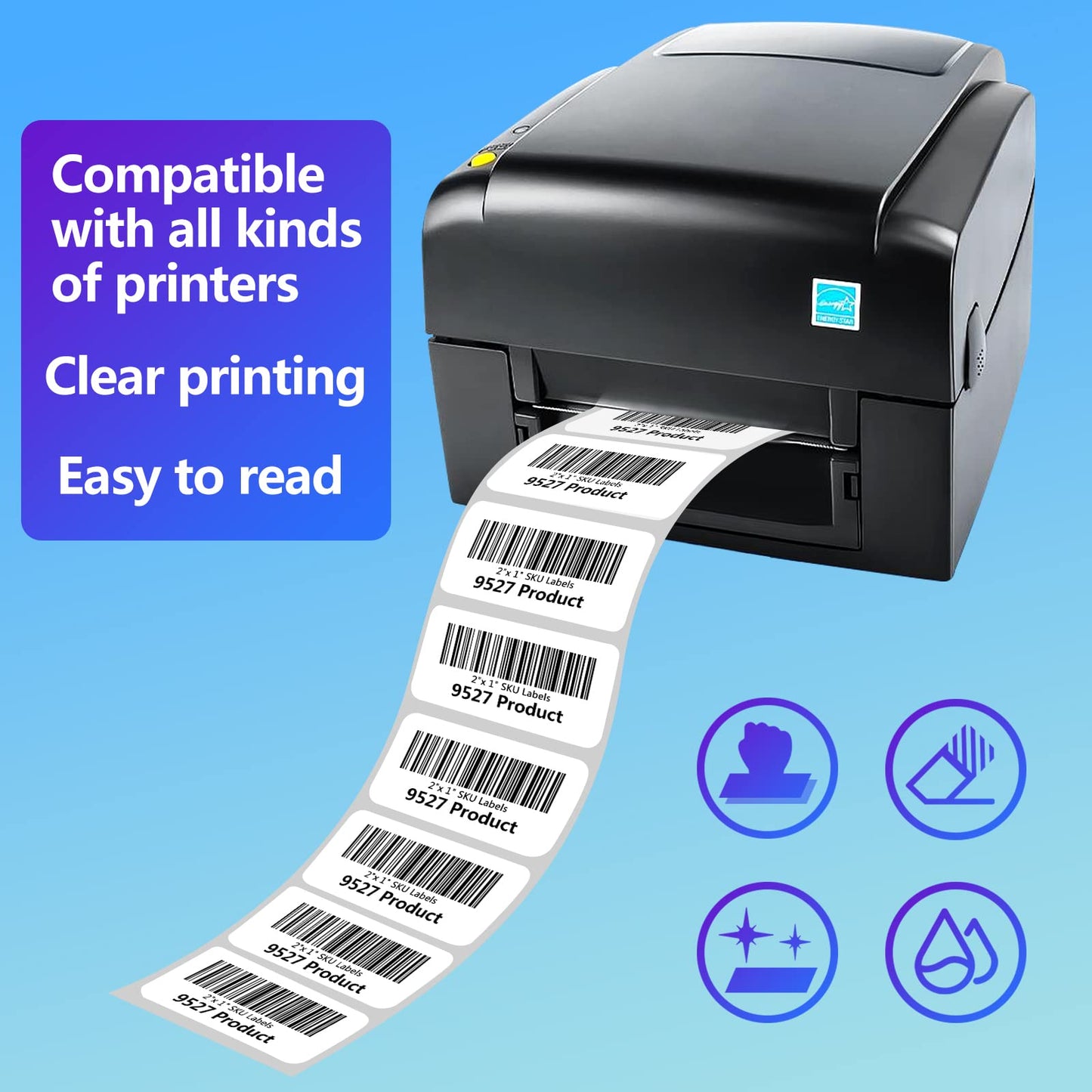 9527 Product 2" x 1" Sticker Labels Direct Thermal Labels 1000 Labels Per Roll 2" x 1" | 1000 Labels