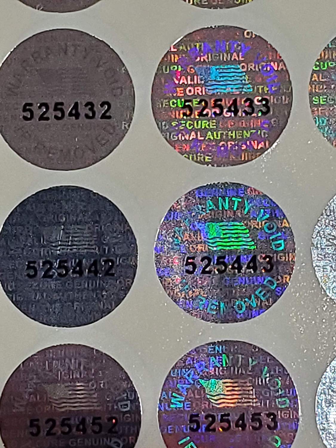 14 MM (0.53 inch) with Serial Number Round Tamper Evident Security Void Hologram Labels Seals Stickers- Maxhologram Brand (100) 100