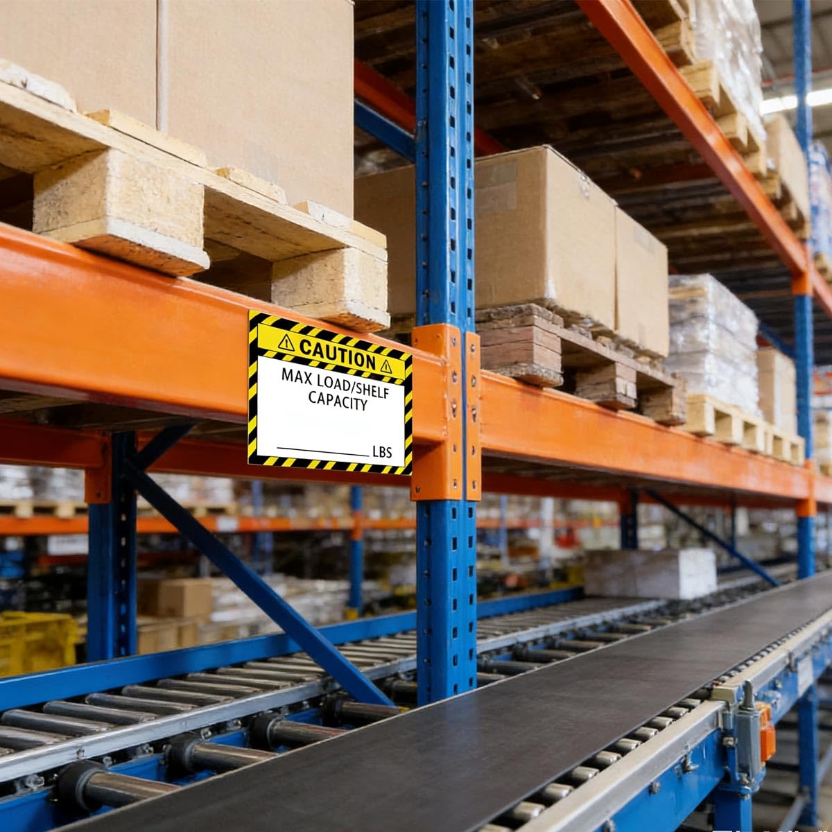 50 Pack Pallet Rack Capacity Labels 3x4-Inch Yellow Caution MAX Load/Shelf LBS Warning Stickers Industrial Strength Sticker for Warehouse Safety