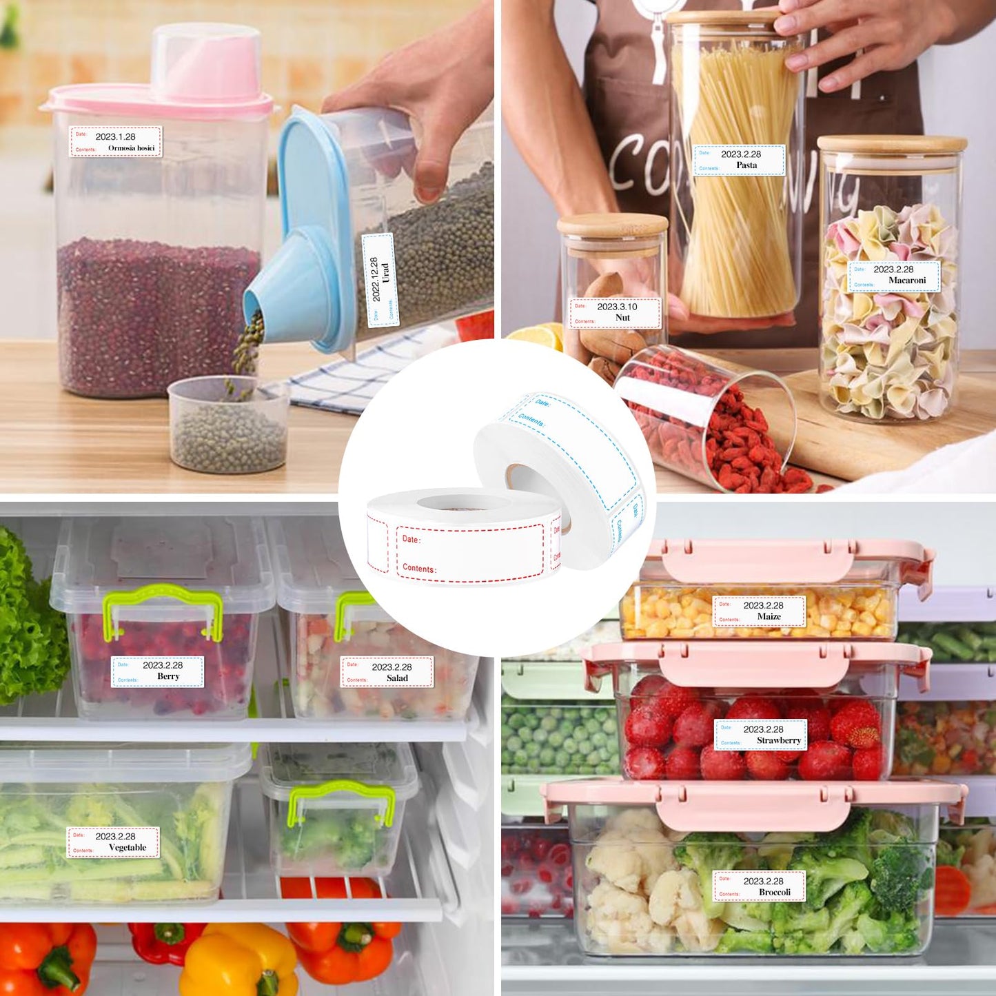 1000Pcs Removable Freezer Labels,1 x 3 Inch Food Labels for Food Containers Food Date Stickers Refrigerator Food Storage Labels Easy Clean No Residue 1''x3'' 1000Labels