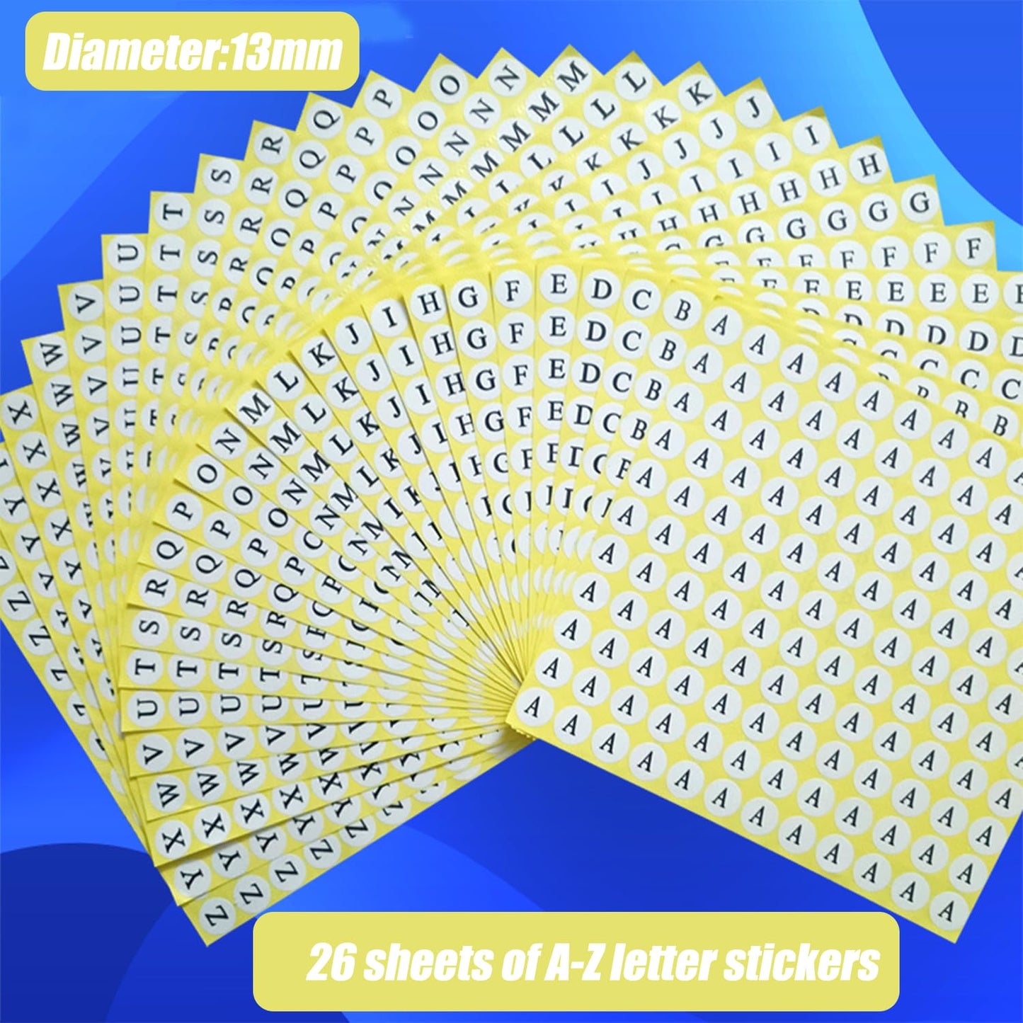 Small Alphabet Stickers, Small Letter Stickers, 26 Sheets A to Z Alphabet Stickers, Small Round Paper Self-Adhesive Peel and Stick Letter Labels A-z