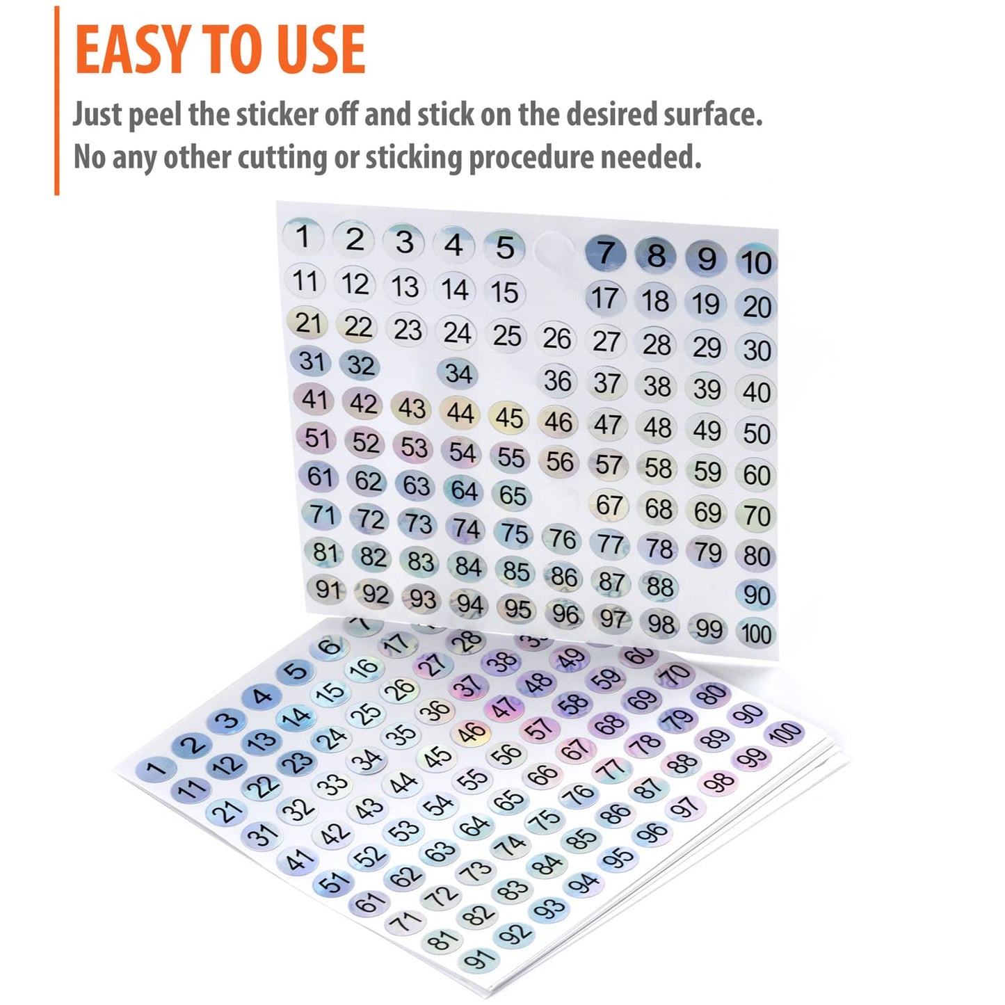 1-100 Reflective Laser Number Stickers Labels 10 Sets 1000 Self Adhesive Round Small Consecutive Number Decals Labels Signs Inventory Stickers for Storage Organizing